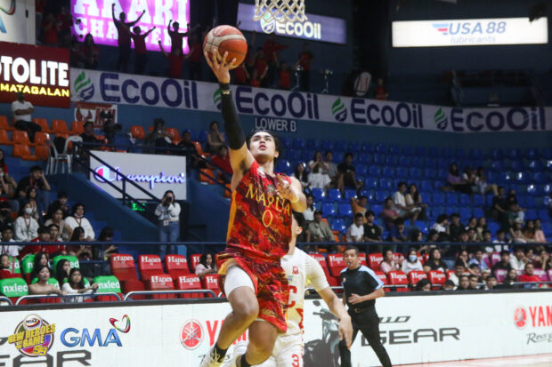 Mapua's Clint Escamis soars up for a layup en route to their win against Emilio Aguinaldo College. –NCAA Photo