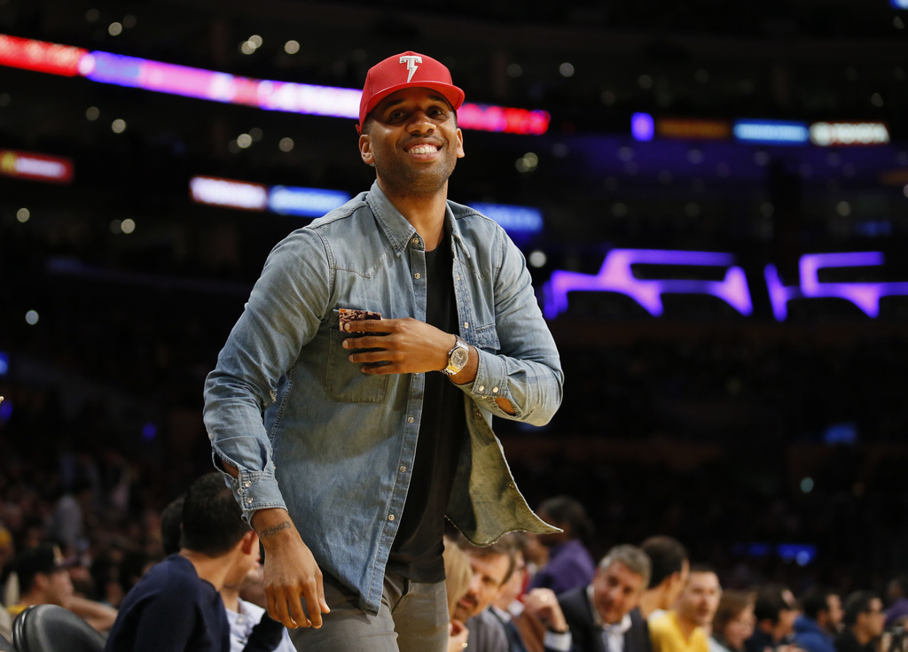 FILE - Maverick Carter attends an NBA basketball game between the Los Angeles Lakers and the Cleveland Cavaliers in Los Angeles on March 10, 2016. 