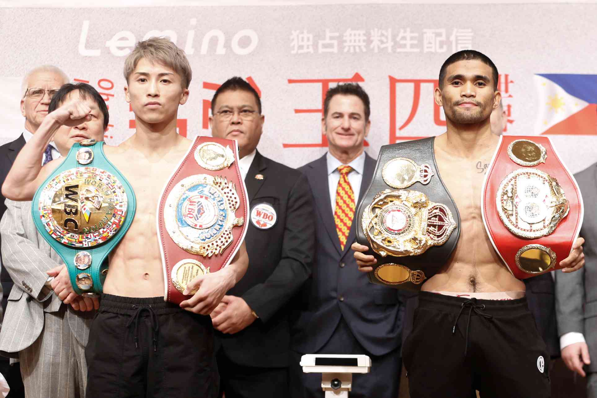 Naoya Inoue (left) is a massive favorite against Filipino MarlonTapales in their title bout on Tuesday in Tokyo. 