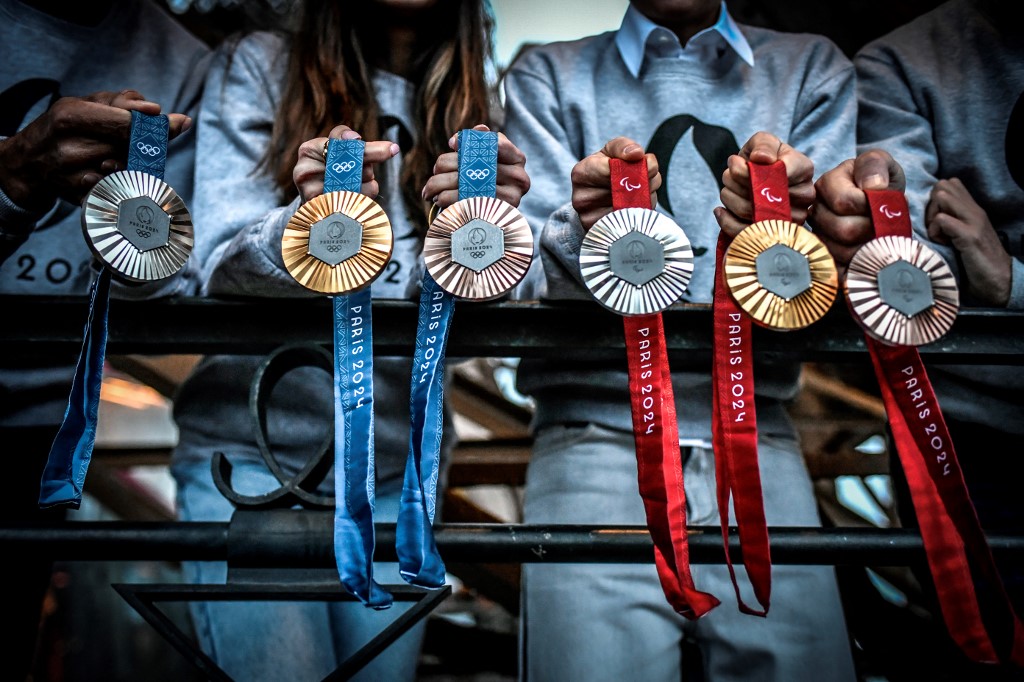 Medals from the Paris Olympic Games Eiffel Tower