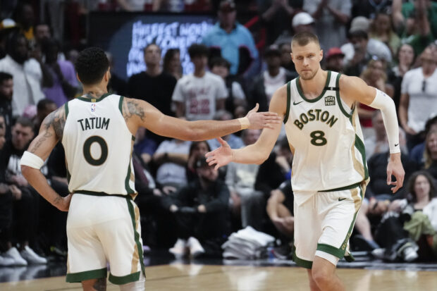 Tatum Porzingis Celtics vs Heat NBA