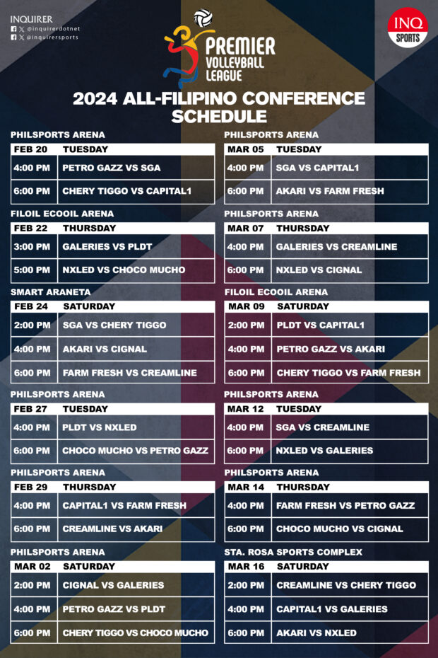 SCHEDULE PVL AllFilipino Conference 2024