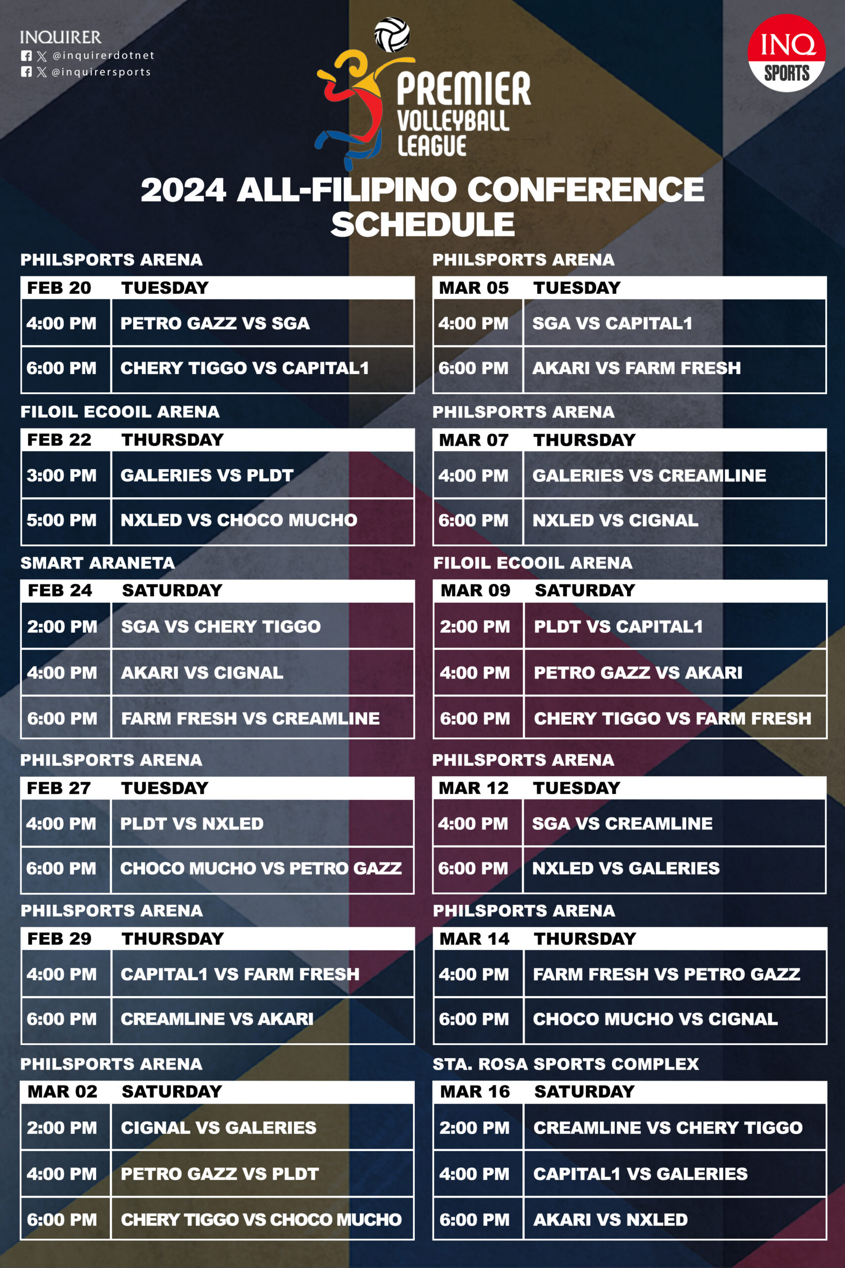 PVL All-Filipino Conference 2024 schedule 