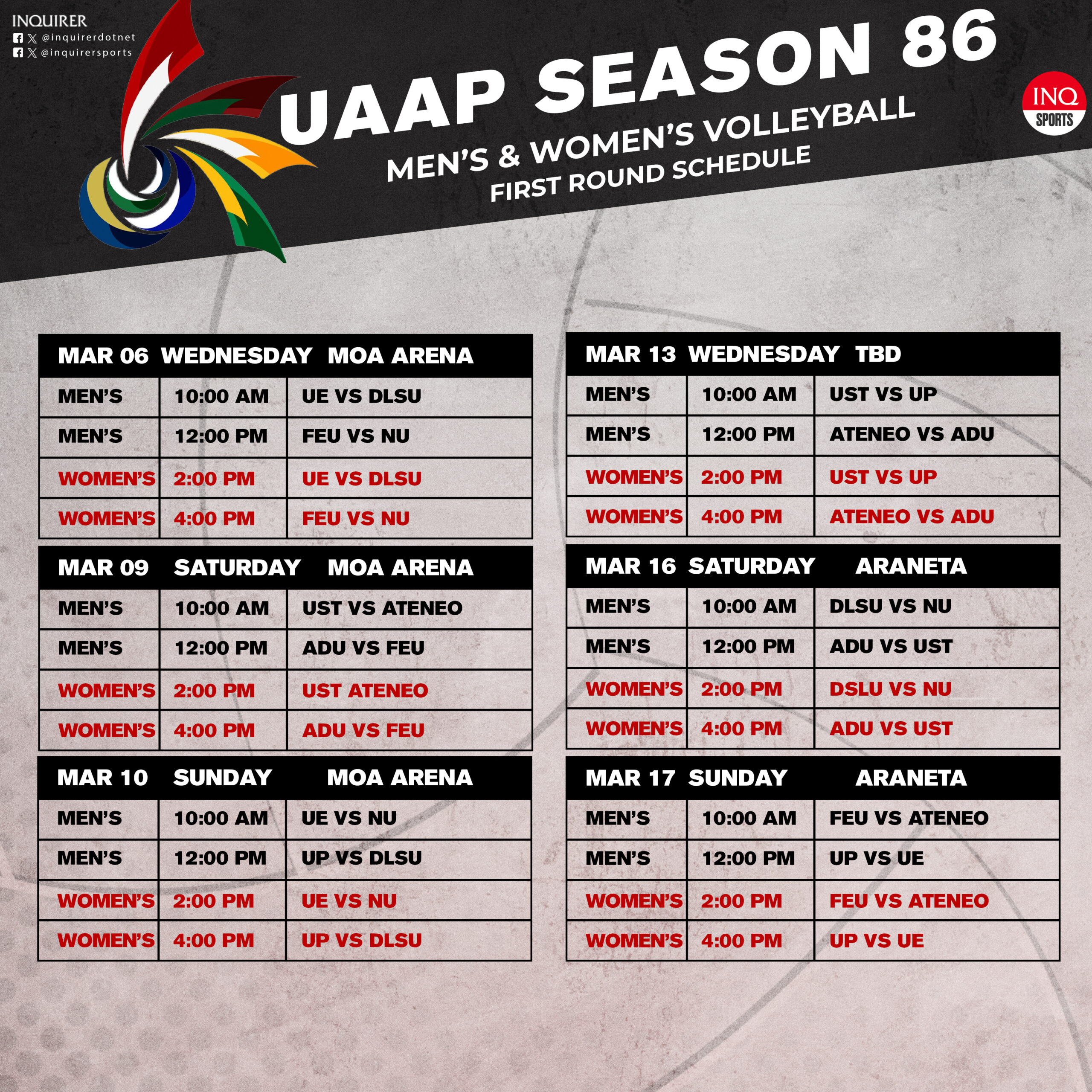 UAAP volleyball Season 86 first round AsiaEurope Sports
