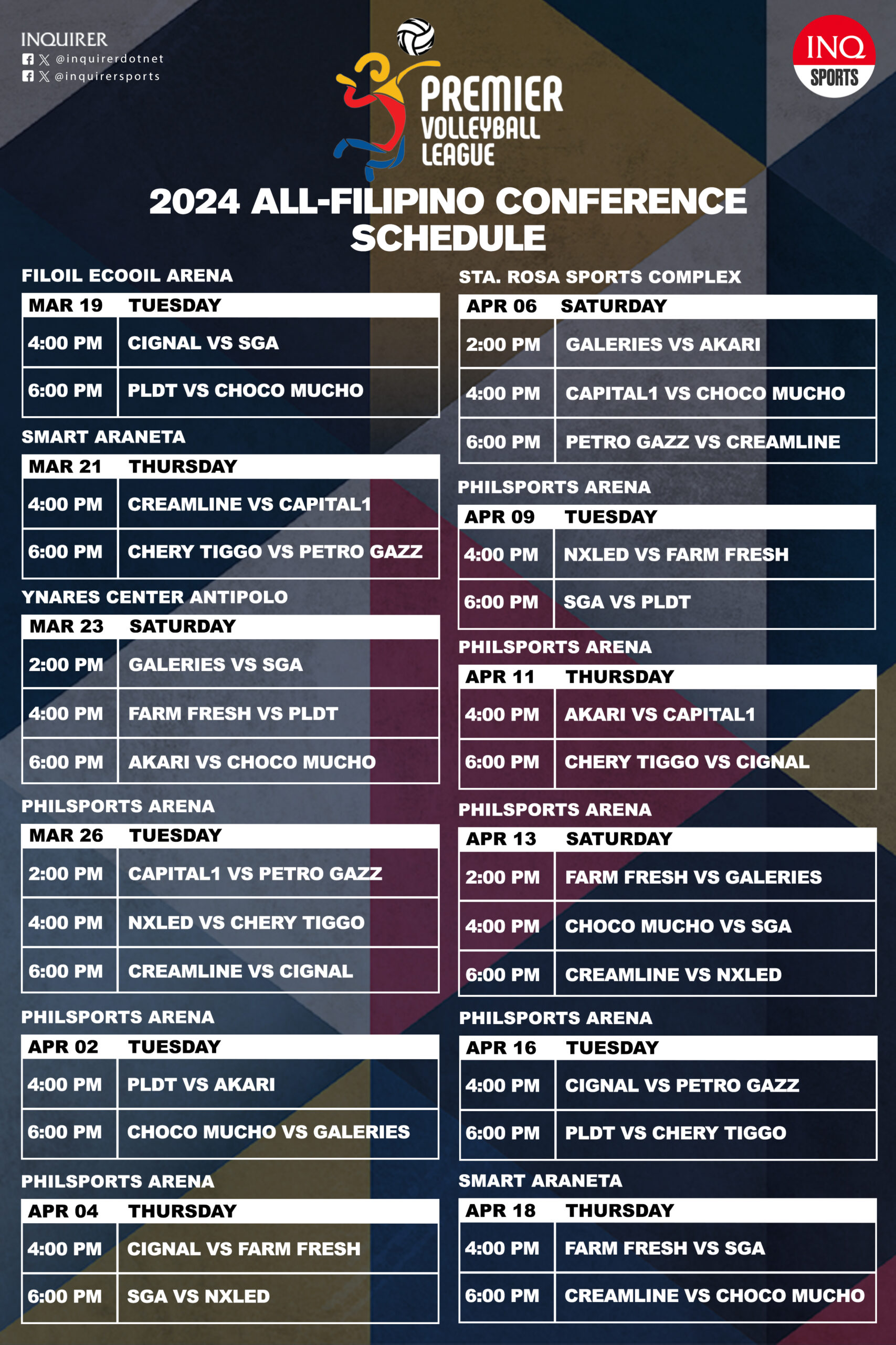 PVL All-Filipino Conference 2024 elimination round schedule