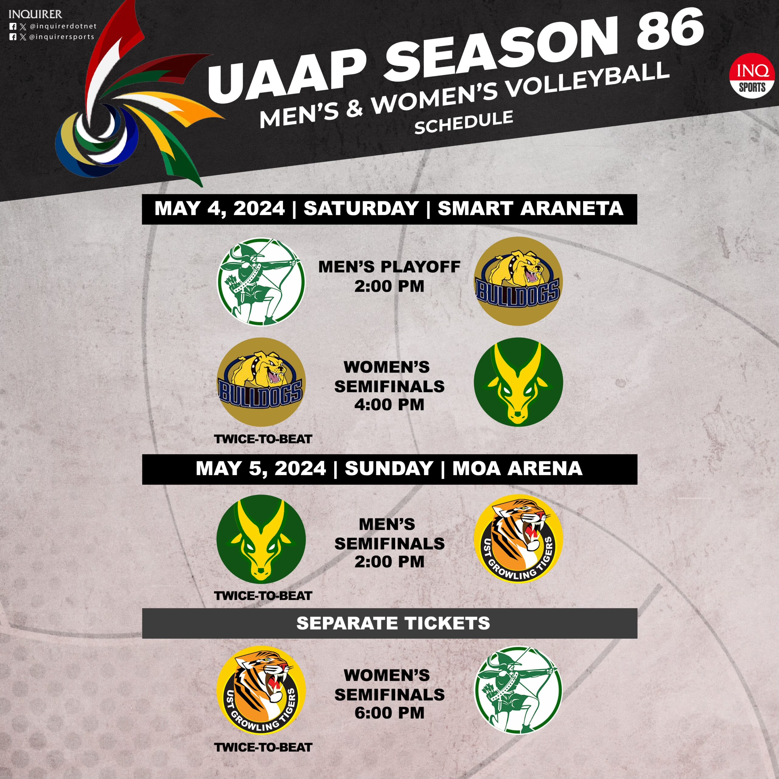 UAAP Season 86 volleyball Final Four schedule