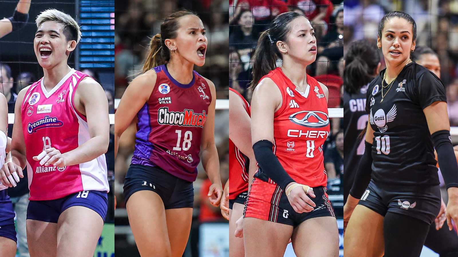 Creamline Cool Smashers' Tots Carlos, Choco Mucho Flying Titans' Sisi Rondina, Chery Tiggo Crossovers' Eya Laure and Petro Gazz Angels' Brooke Van Sickle will figure in the PVL All-Filipino Conference semifinals.