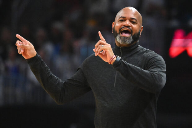 Head coach J. B. Bickerstaff of the Cleveland Cavaliers gestures during the second quarter against the Boston Celtics in Game Three of the Eastern Conference Second Round Playoffs at Rocket Mortgage Fieldhouse on May 11, 2024 in Cleveland, Ohio. 