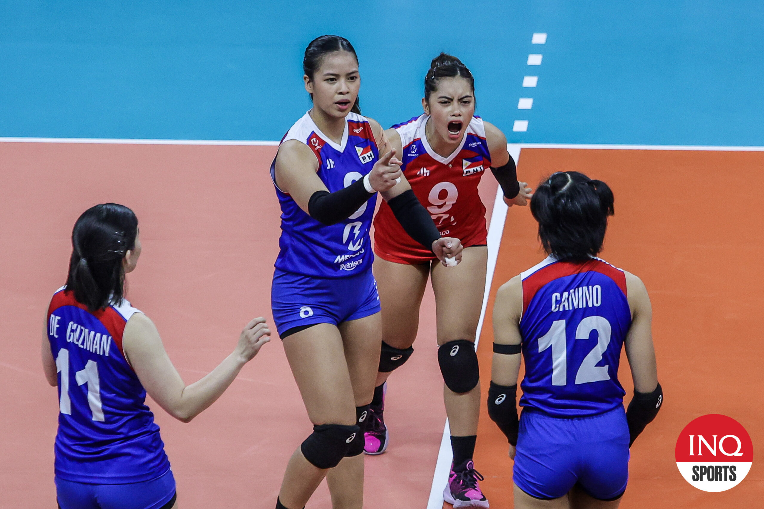 Alas Pilipinas' Eya Laure celebrates after a point against Australia in the AVC Challenge Cup 2024.