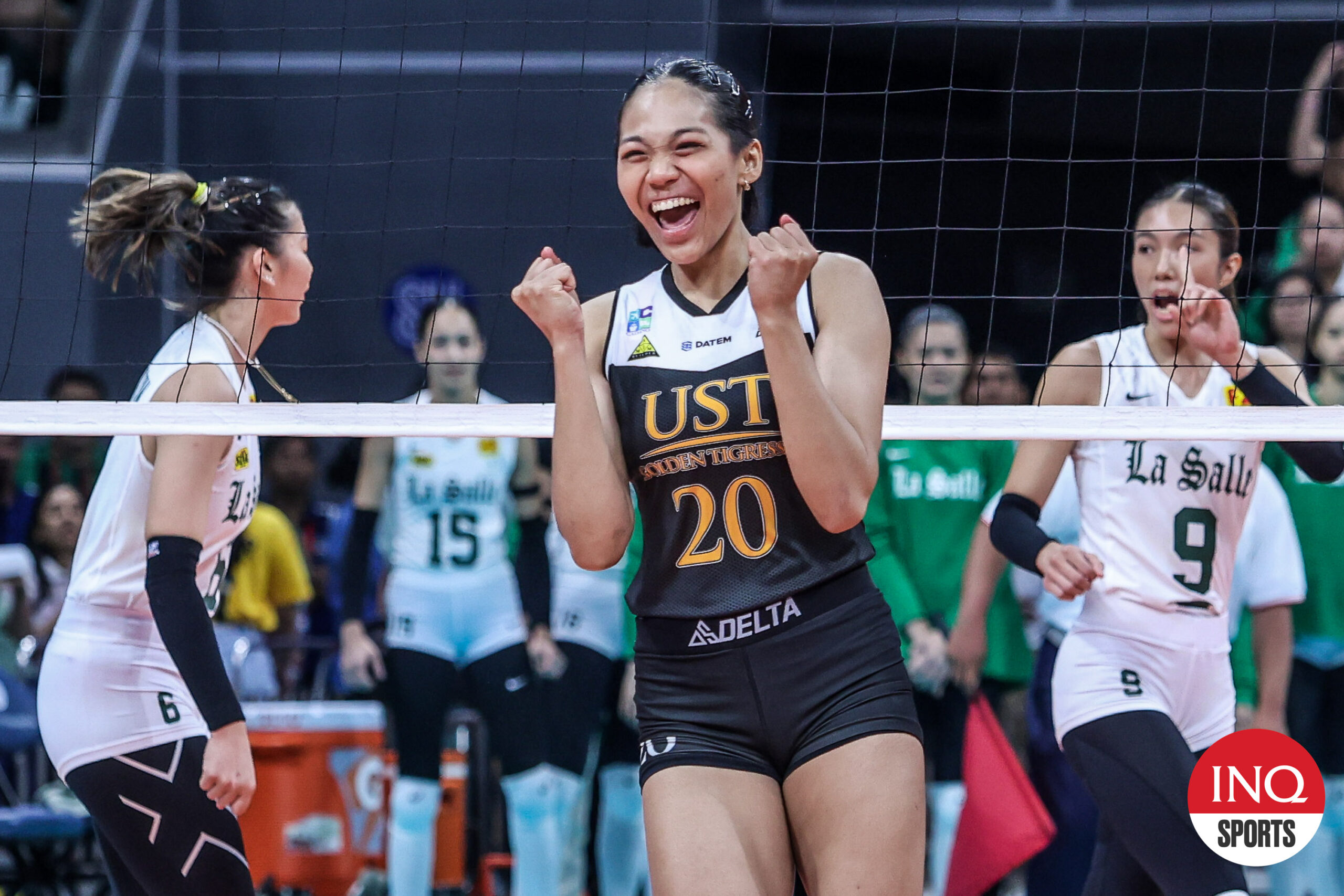 UST Tigresses' Em Banagua during a UAAP Season 86 women's volleyball tournament volleyball game