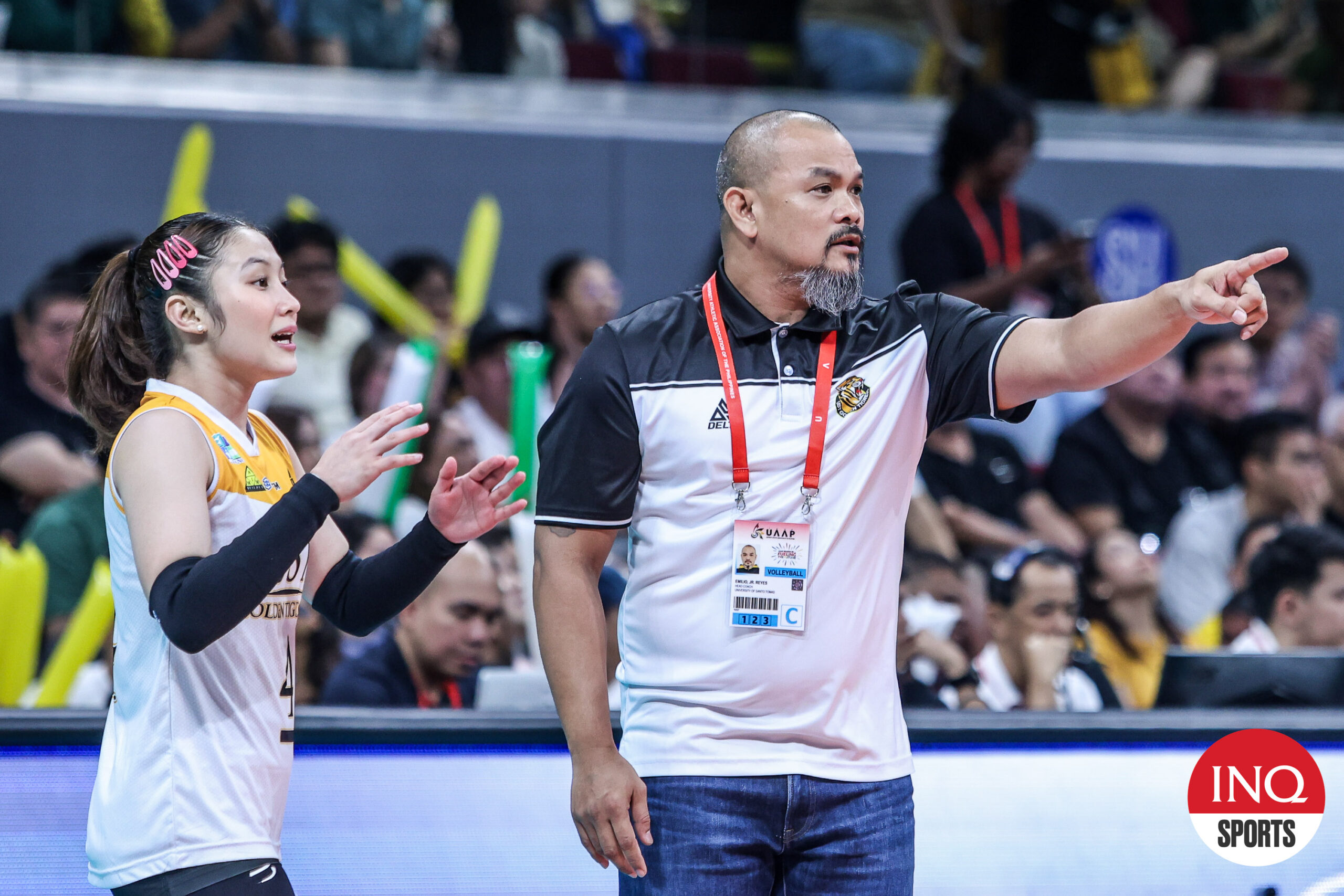 UST Tigresses coach KungFu Reyes during a UAAP Season 86 women's volleyball Final Four game