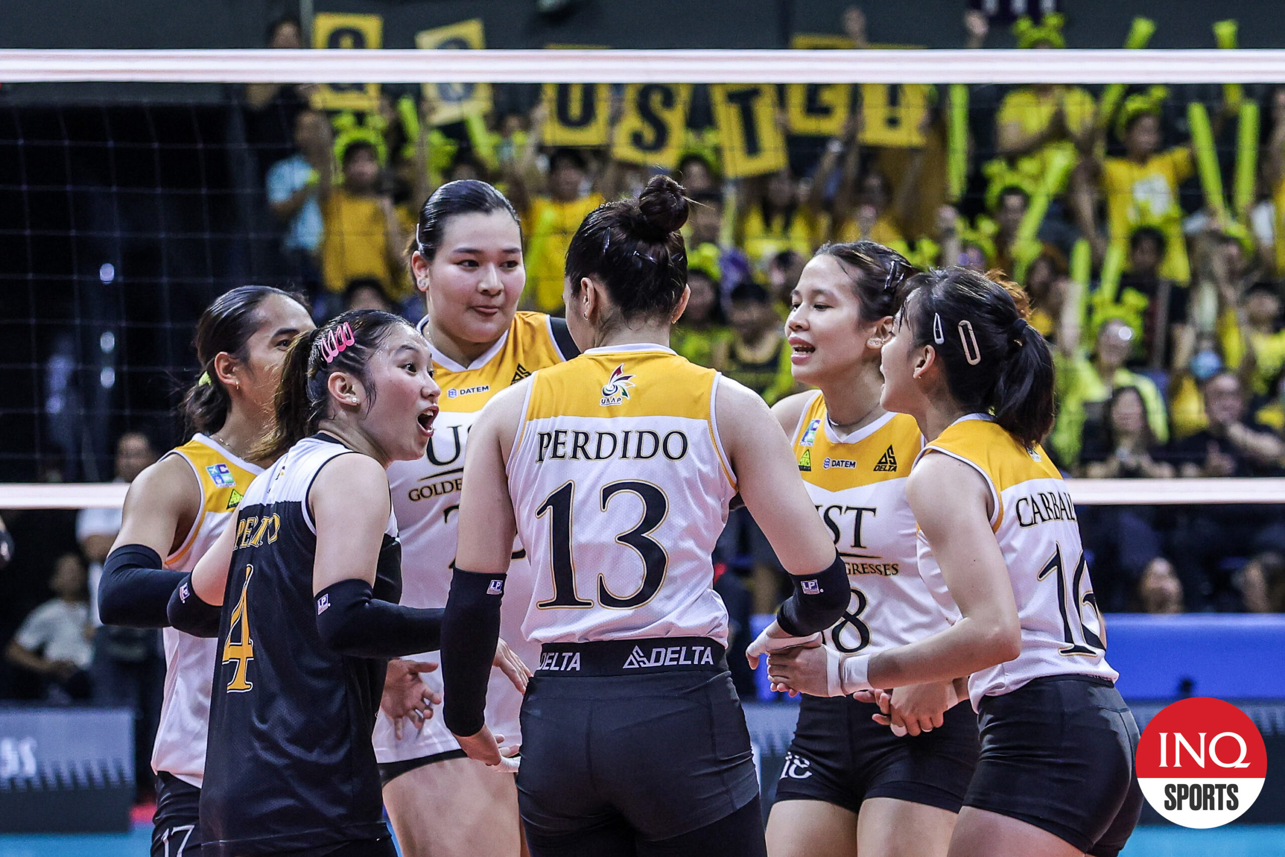 UST Tigresses in Game 1 of the UAAP 86 women's volleyball Finals against NU Lady Bulldogs
