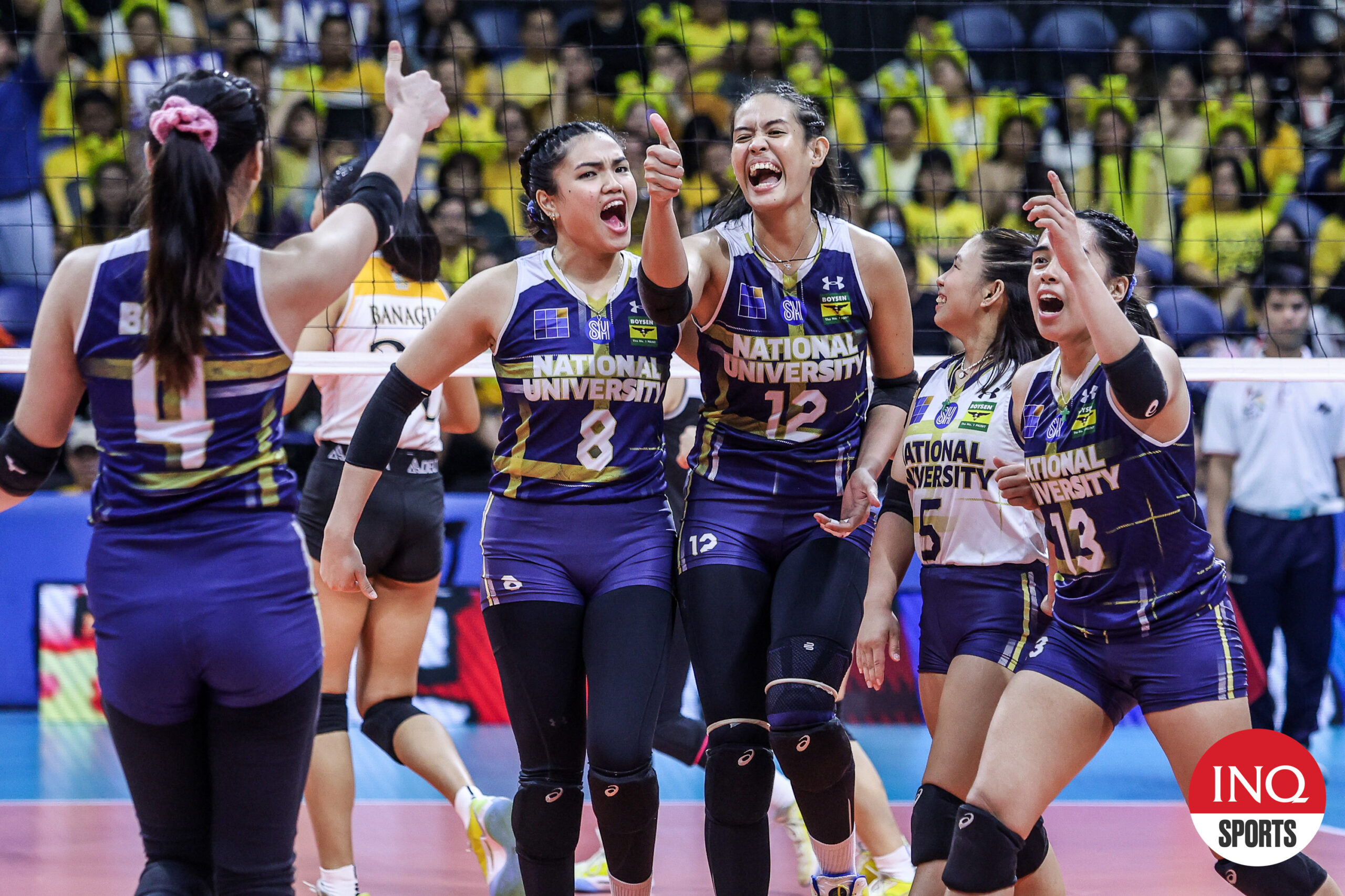 Alyssa Solomon leads the NU Lady Bulldogs to a Game 1 win over the UST Tigresses in the UAAP Season 86 women's volleyball Finals Game 1.