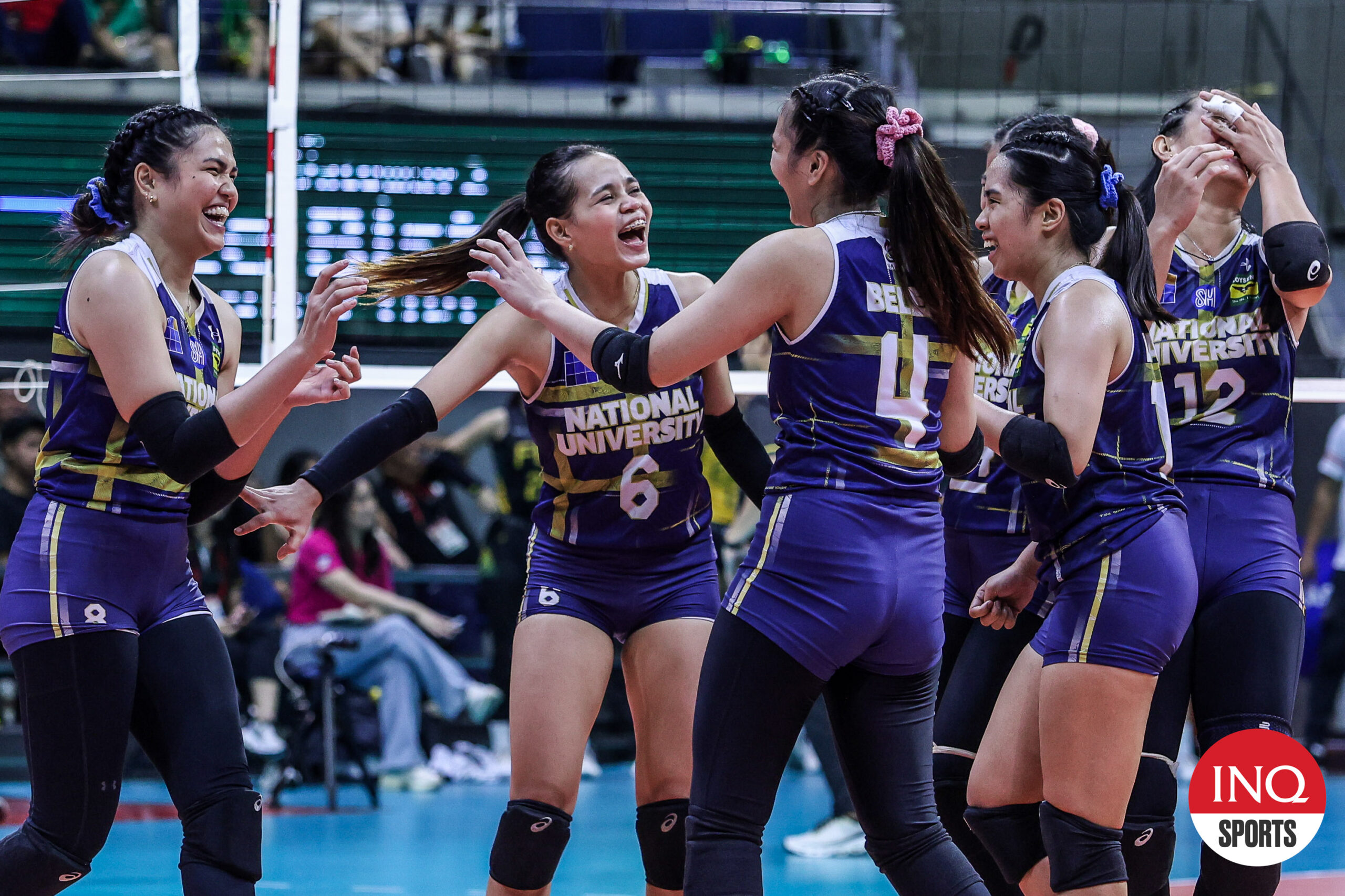 NU Lady Bulldogs during the UAAP Season 86 women's volleyball Final Four game against FEU Lady Tamaraws.
