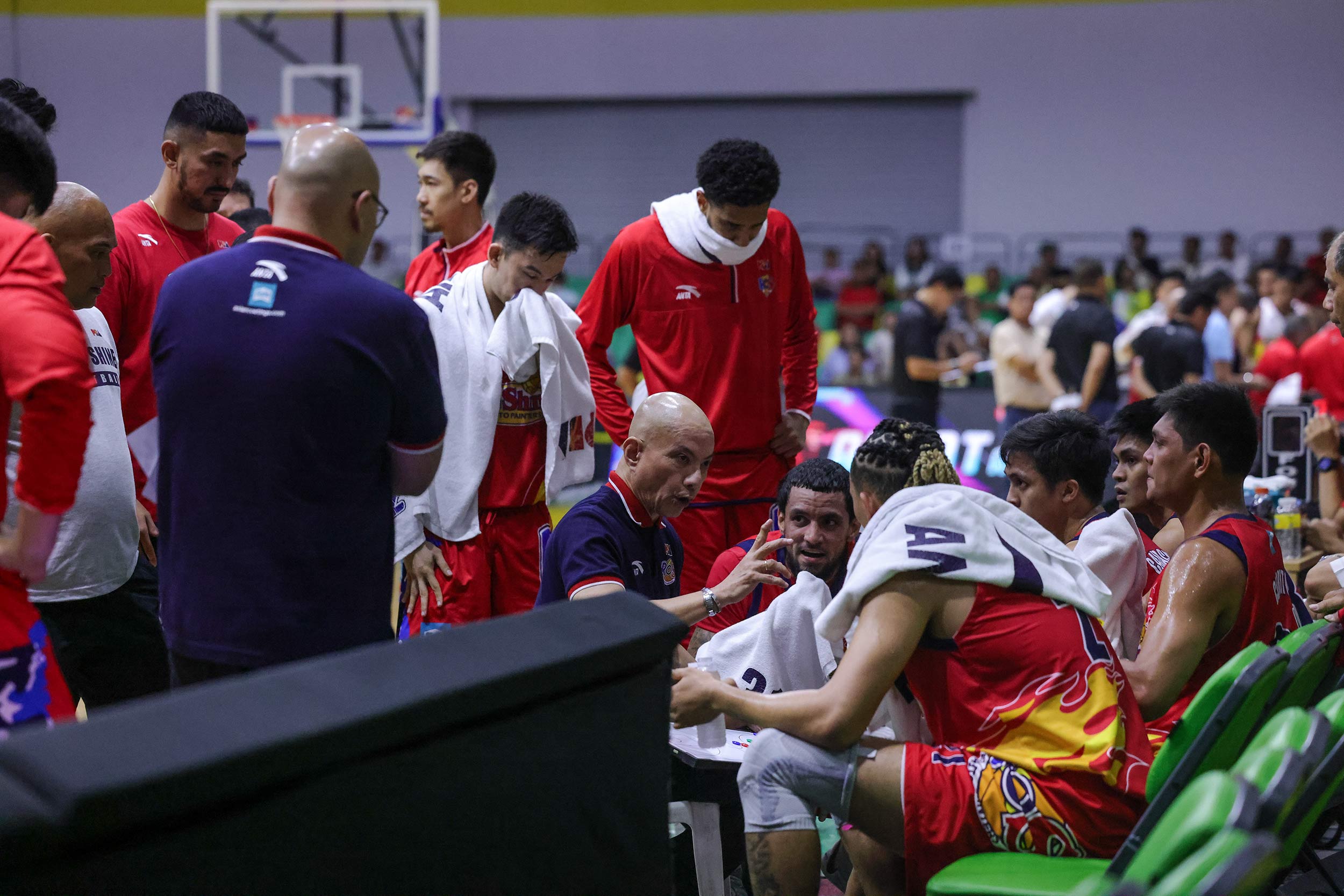 Rain or Shine coach Yeng Guiao during a PBA Philippine Cup semifinals game against San Miguel Beermen