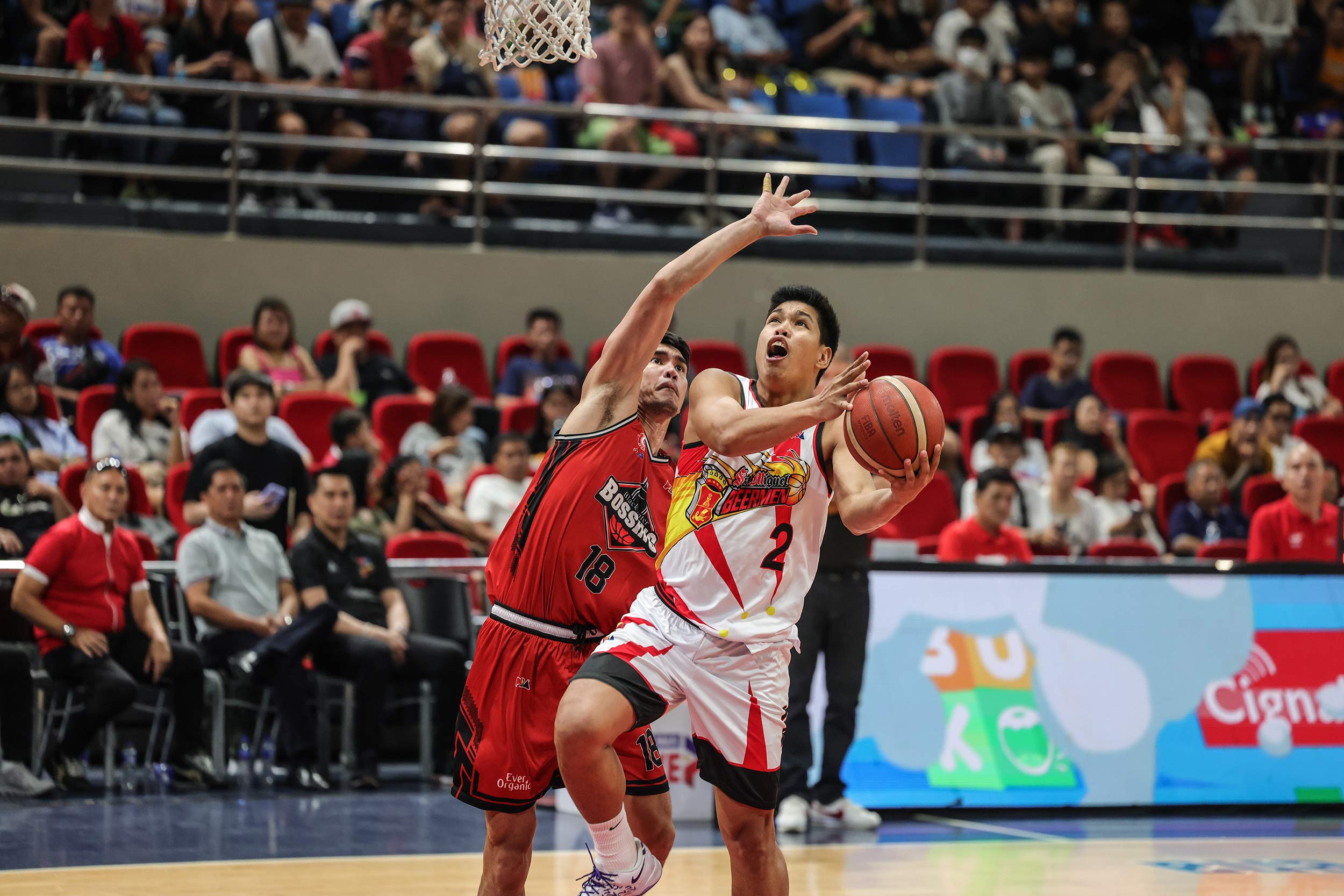 San Miguel Beermen's Don Trollano in the PBA Philippine Cup game against Blackwater