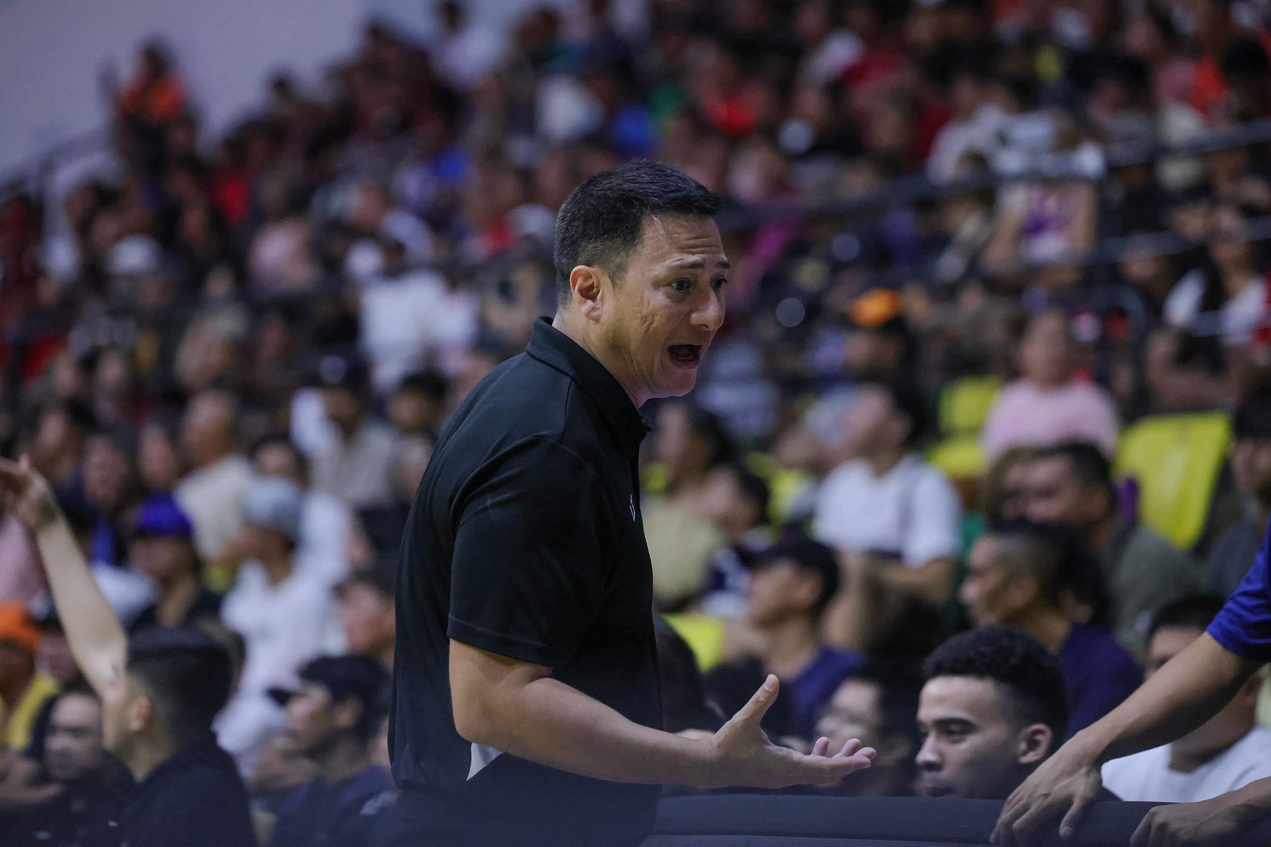 Meralco Bolts coach Luigi Trillo in the PBA Philippine Cup semifinals game against GInebra Gin Kings