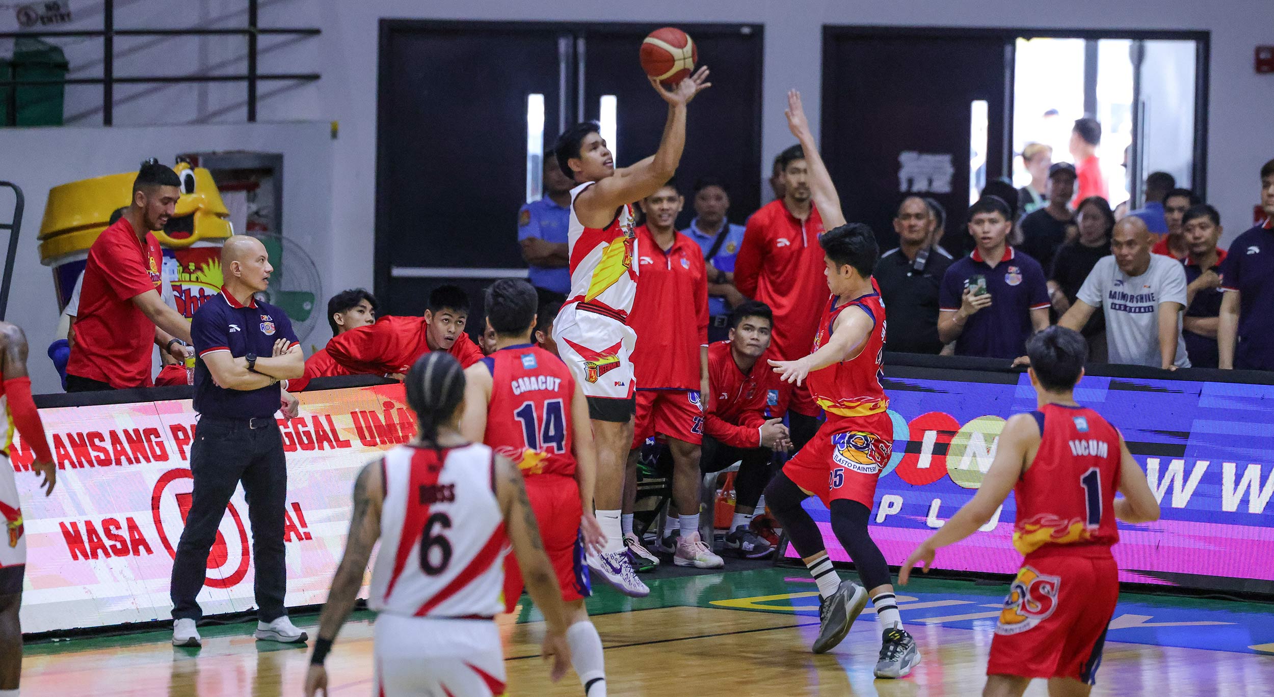 San Miguel Beermen's Don Trollano in the PBA Philippine Cup semifinals game against Rain or Shine. 
