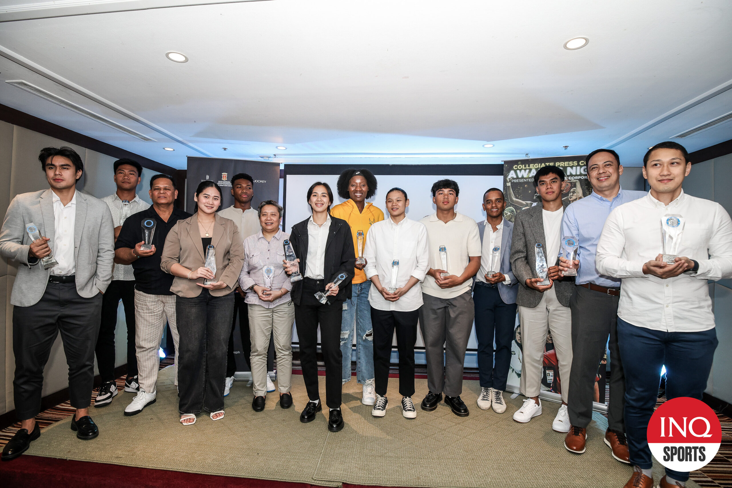Awardees for the 2024 Collegiate Press Corps awards night on Monday.