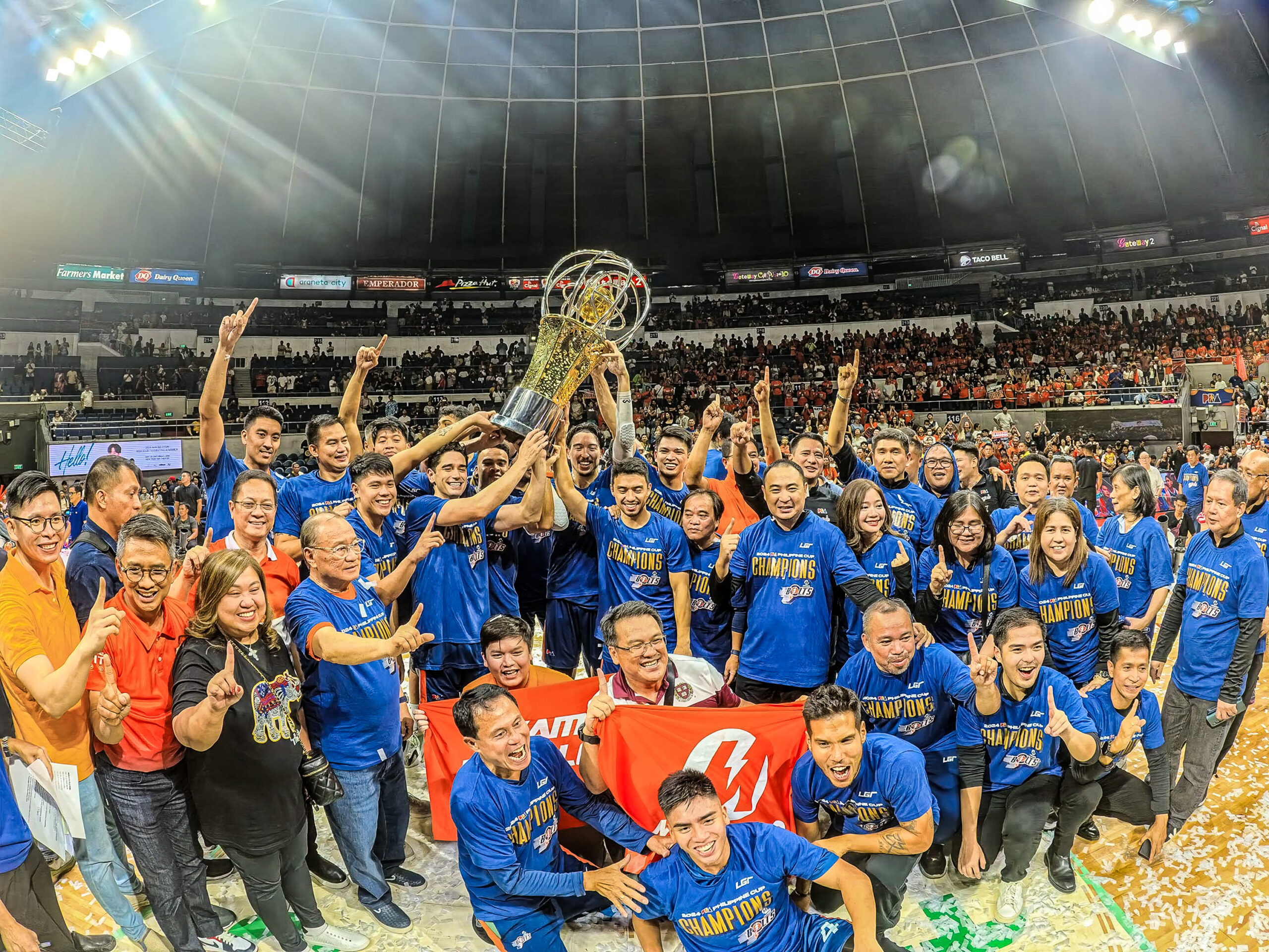 Meralco Bolts celebrate their first franchise PBA championship