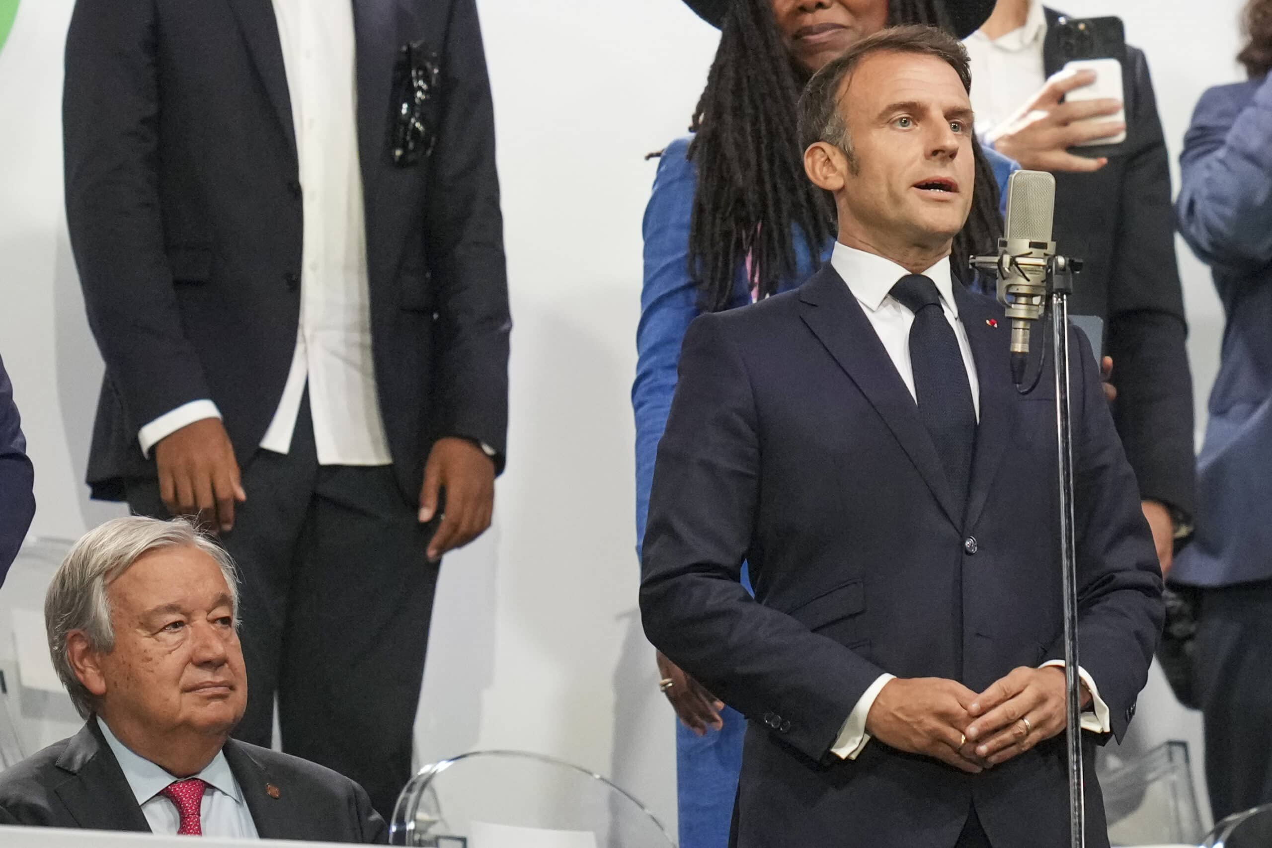 France President Emmanuel Macron Paris Olympics 2024 opening ceremony