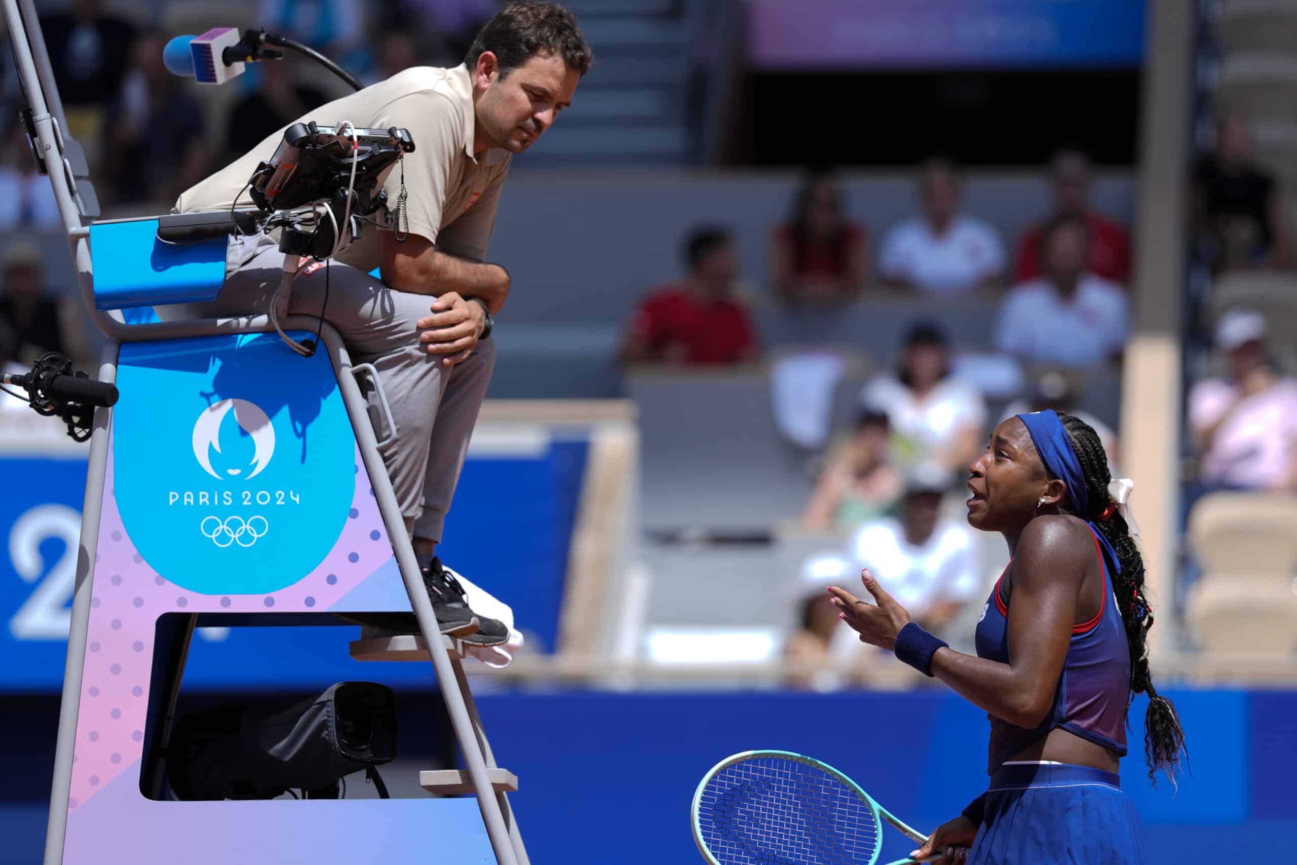 Paris Olympics: Coco Gauff loses argument with umpire and match