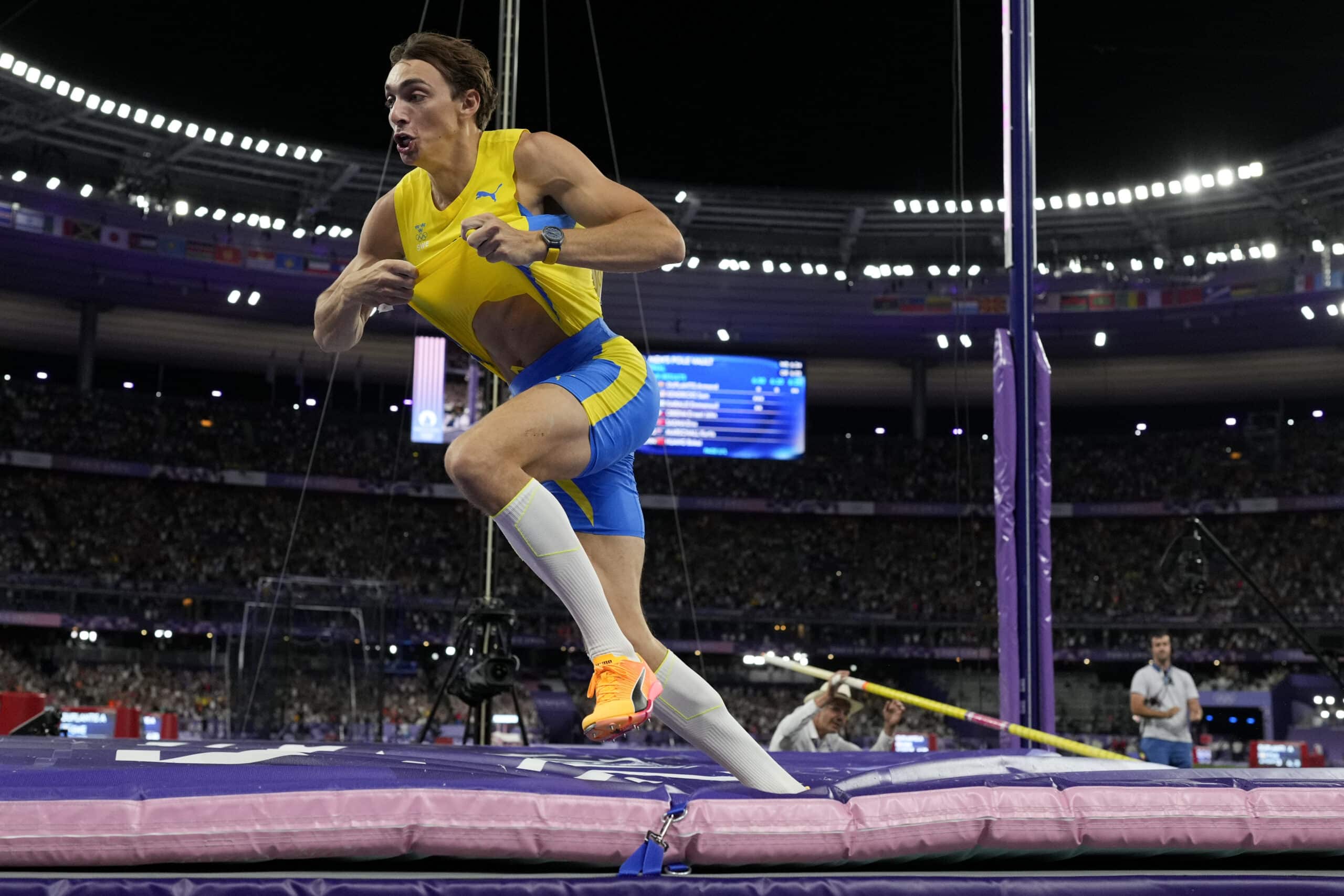 Mondo Duplantis, of Sweden Paris Olympics Athletics pole vault