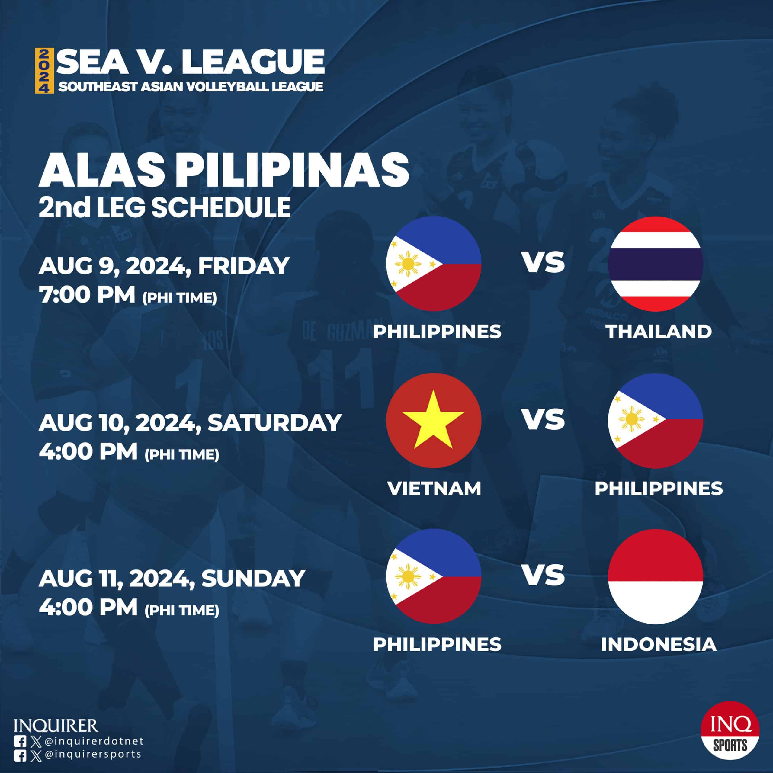 Alas Pilipinas schedule sea vleague thailand leg