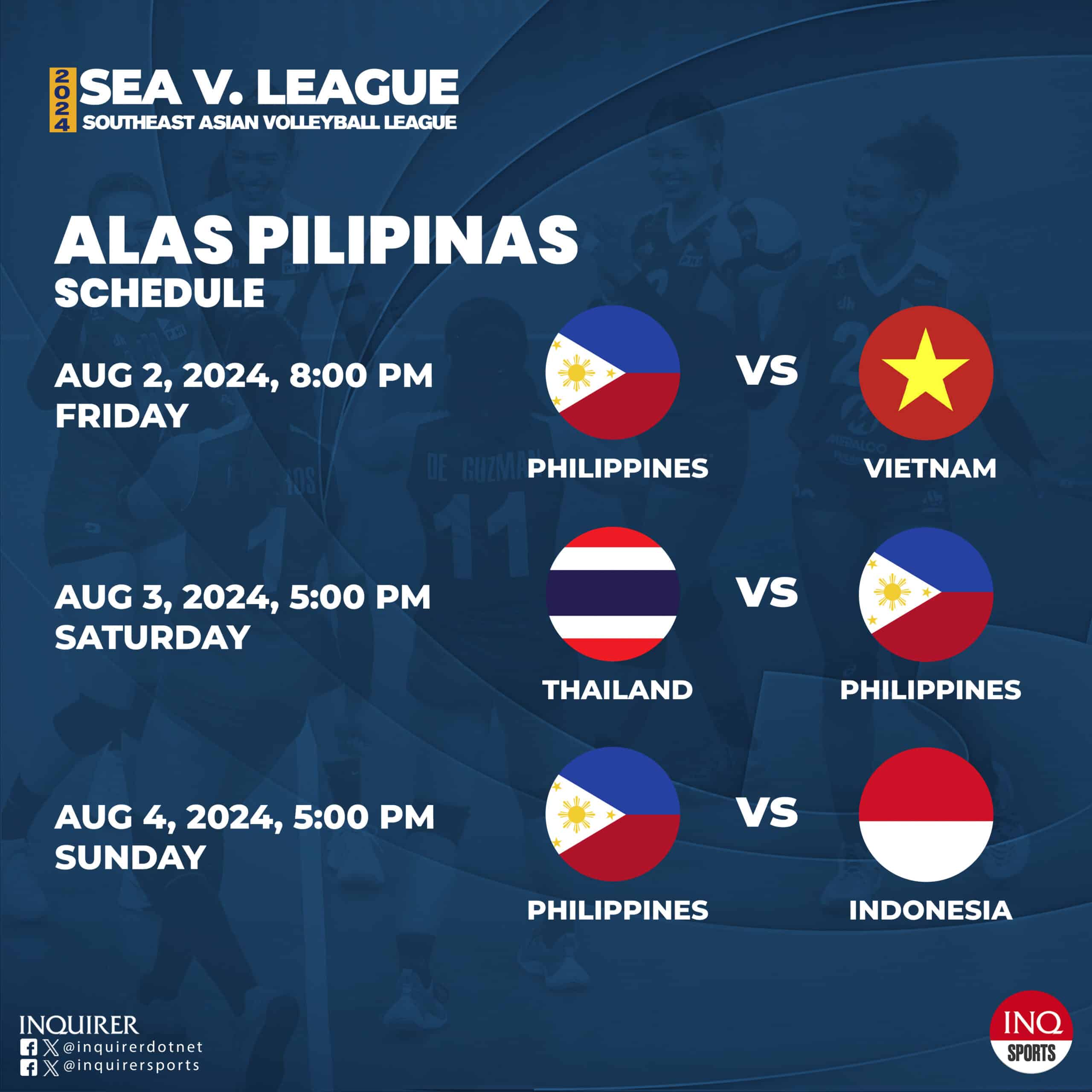 Alas Pilipinas 2024 SEA V-League schedule