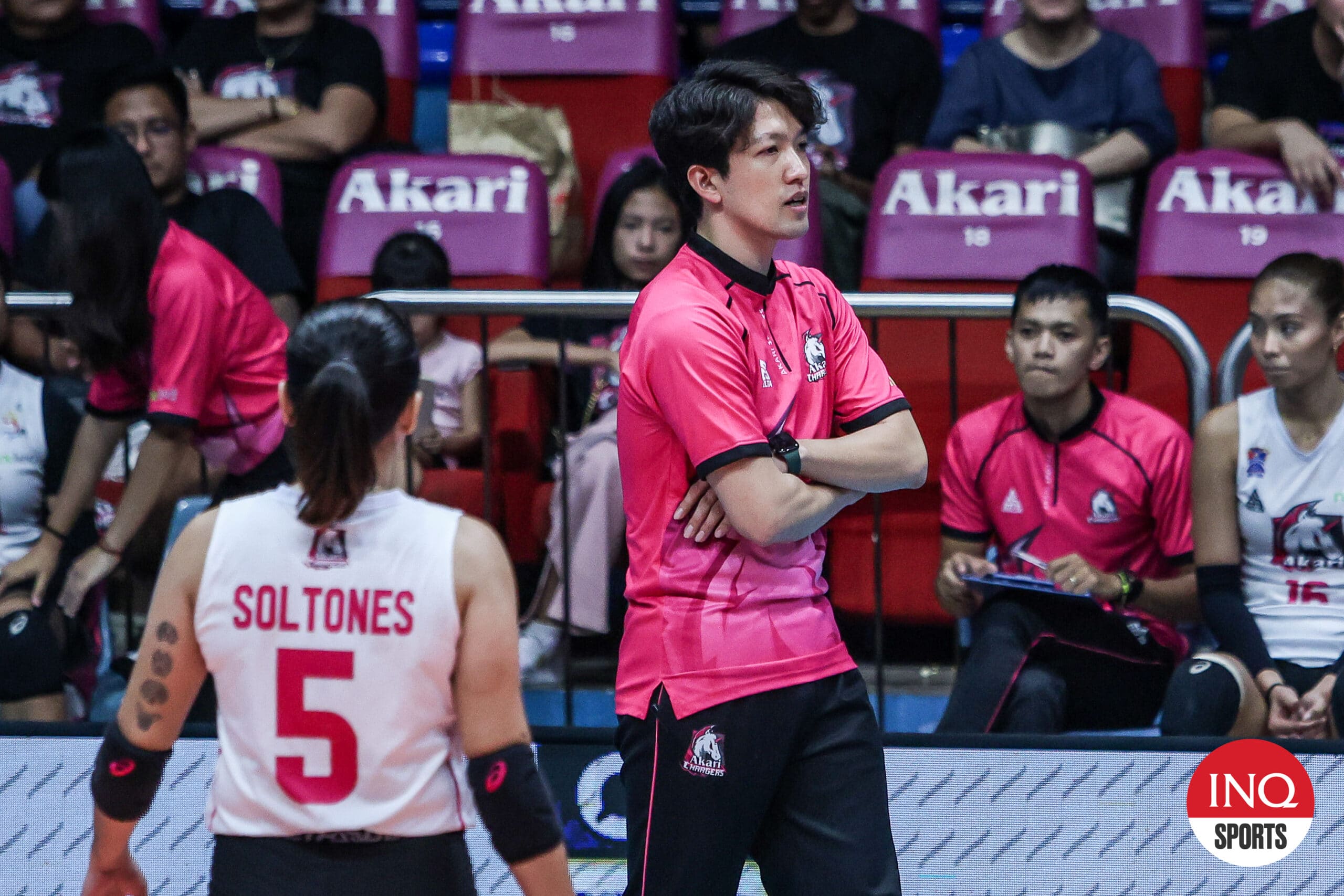 Akari Chargers' coach Taka Minowa in the PVL Reinforced Conference.