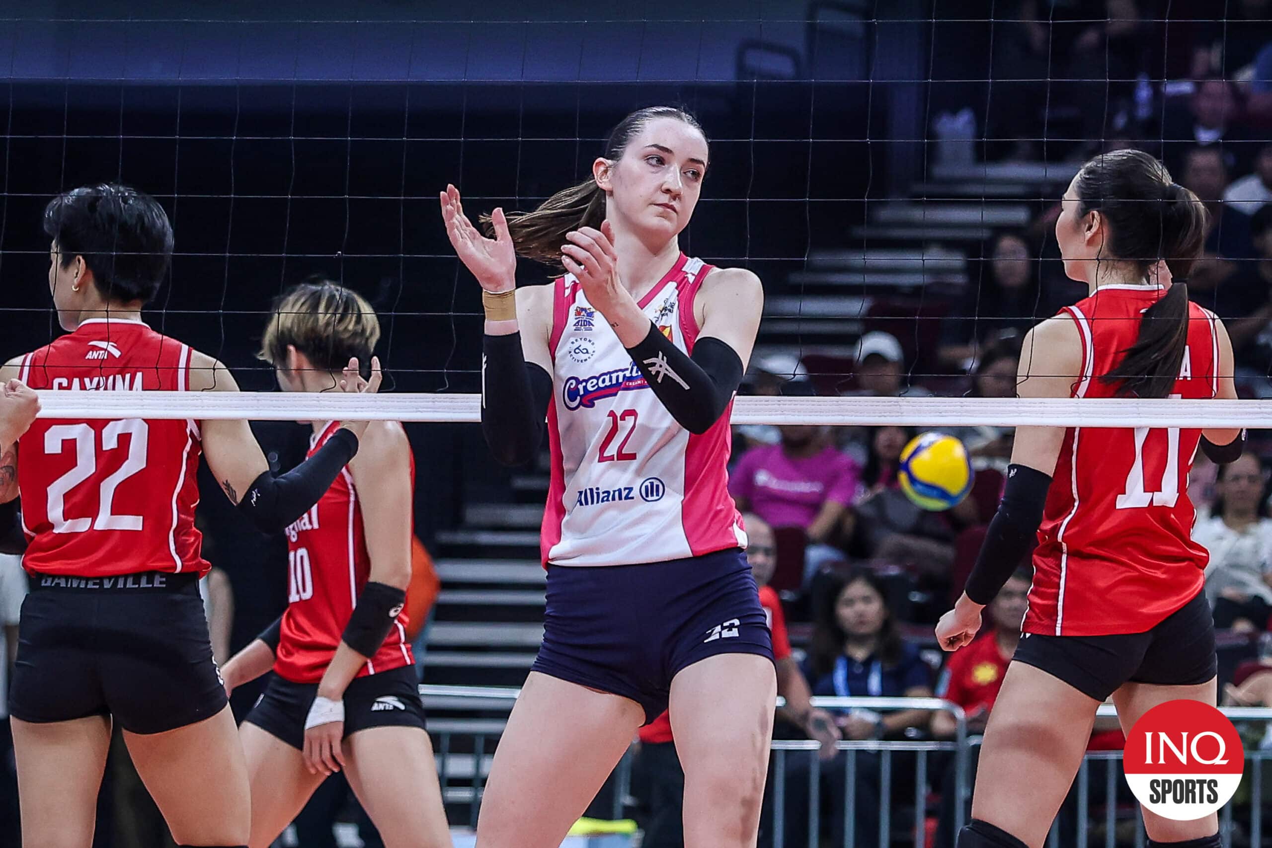 Creamline Cool Smashers' Erica Staunton in the PVL semifinals game against Cignal HD Spikers.