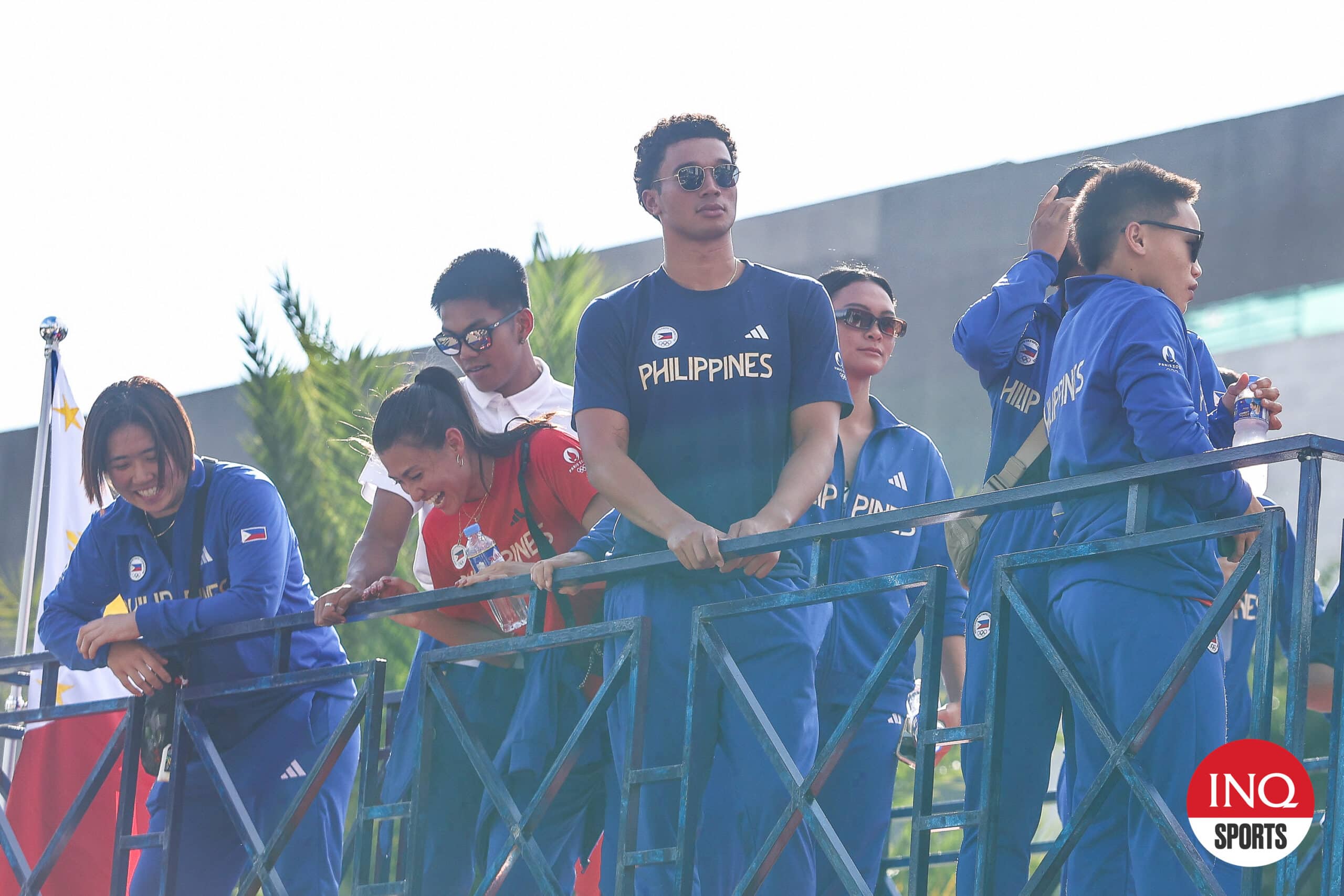 Team Philippines' swimmer Jarod Hatch during the Heroes parade for the Paris Olympics athletes