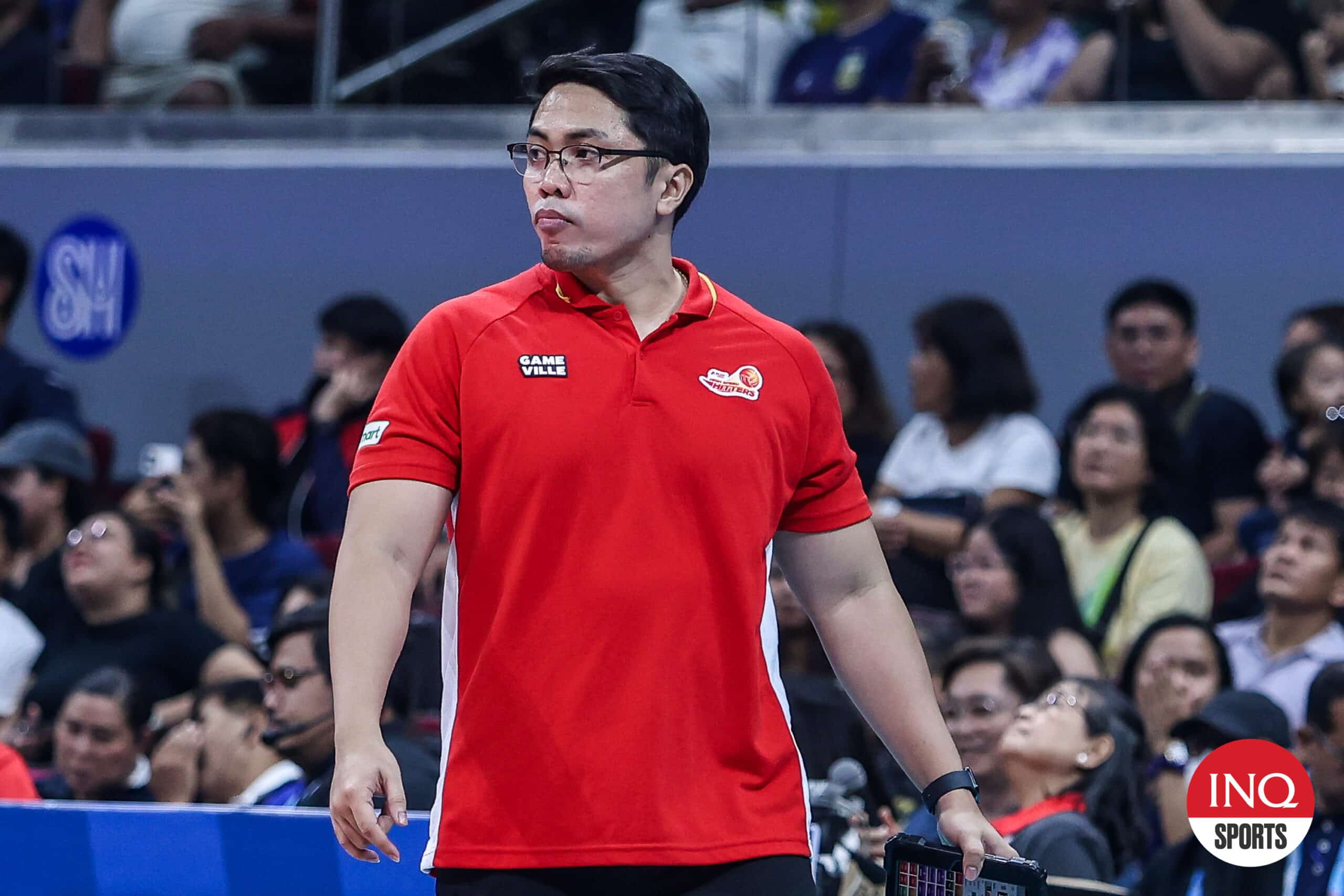 PLDT coach Rald Ricafort during the PVL Reinforced COnference