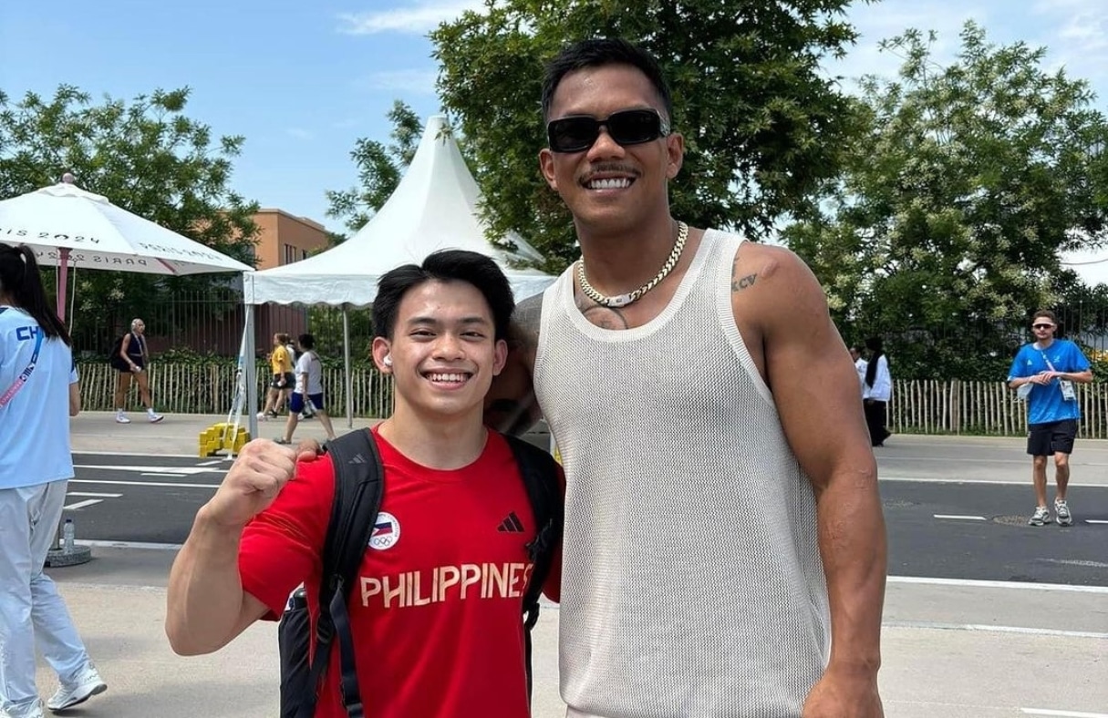 Olympic gold medalist Carlos Yulo with fellow Tokyo and Paris Olympian Eumir Marcial