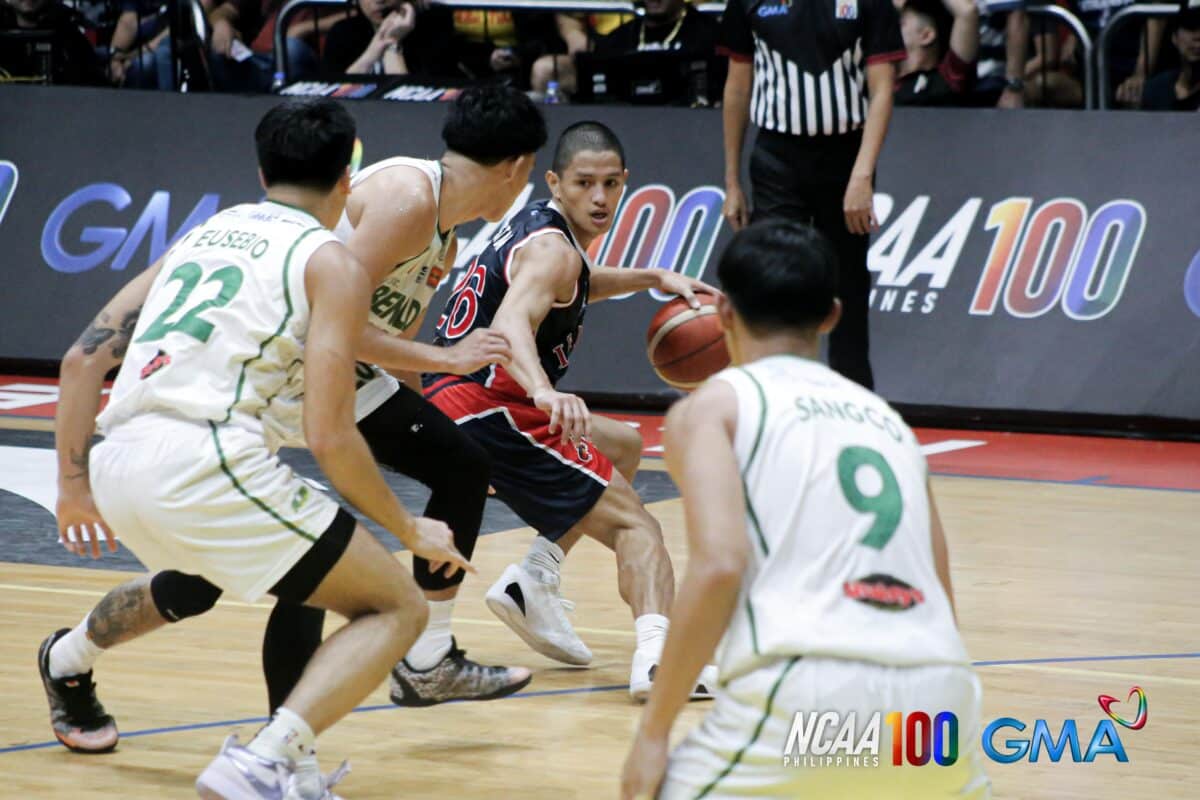 Letran's Sherick Estrada during an NCAA Season 100 men's basketball game.