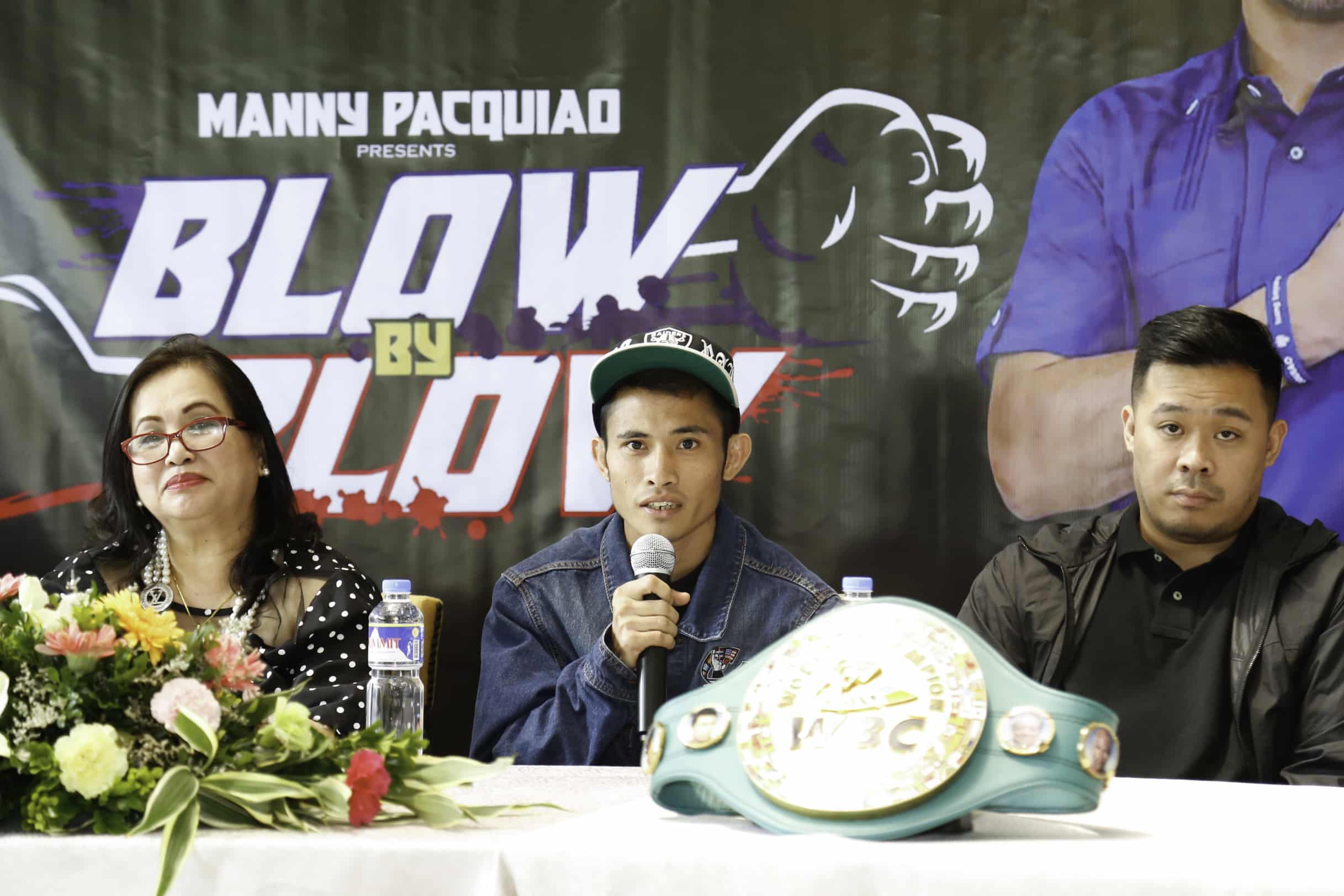 Filipino boxer Melvin Jerusalem in a press conference for his bout against Luis Angel Castillo.