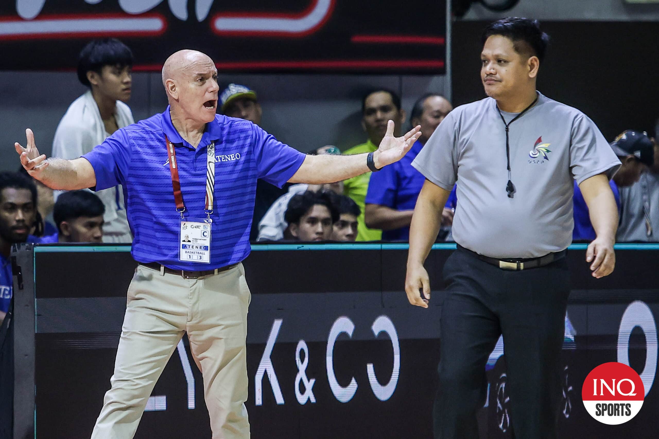 Ateneo coach Tab Baldwin during a UAAP Season 87 men's basketball game against Adamson Falcons.