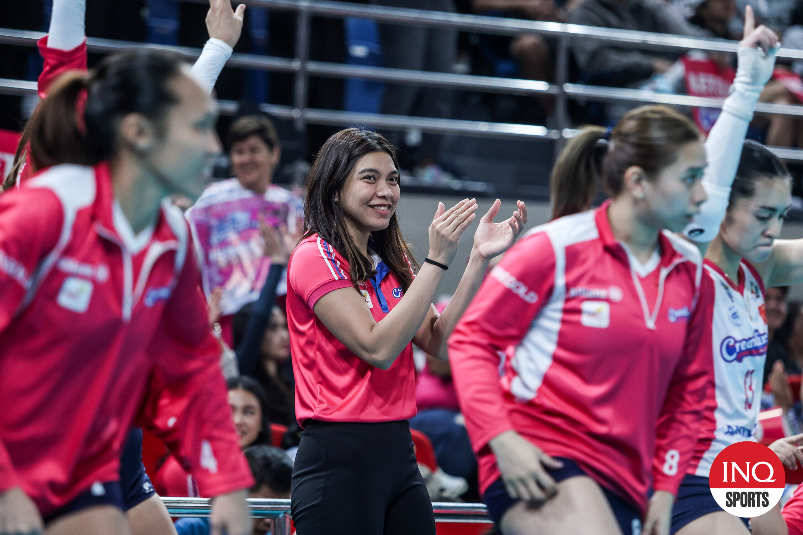 Alyssa Valdez on the sidelines for the Creamline Cool Smashers in the PVL Reinforced Conference. 