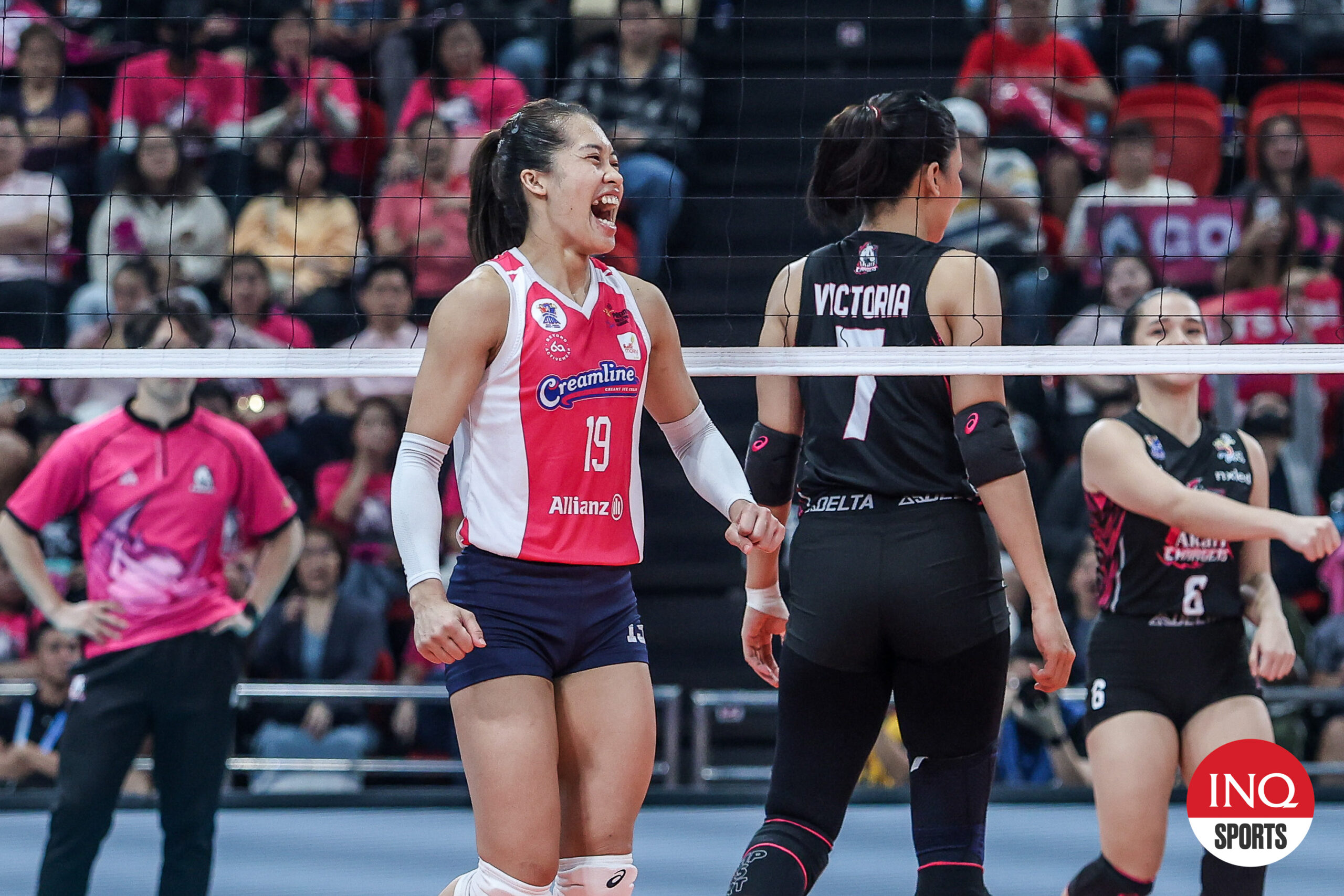 Creamline Cool Smashers' star Bernadeth Pons in the PVL Reinforced Conference final against Akari Chargers