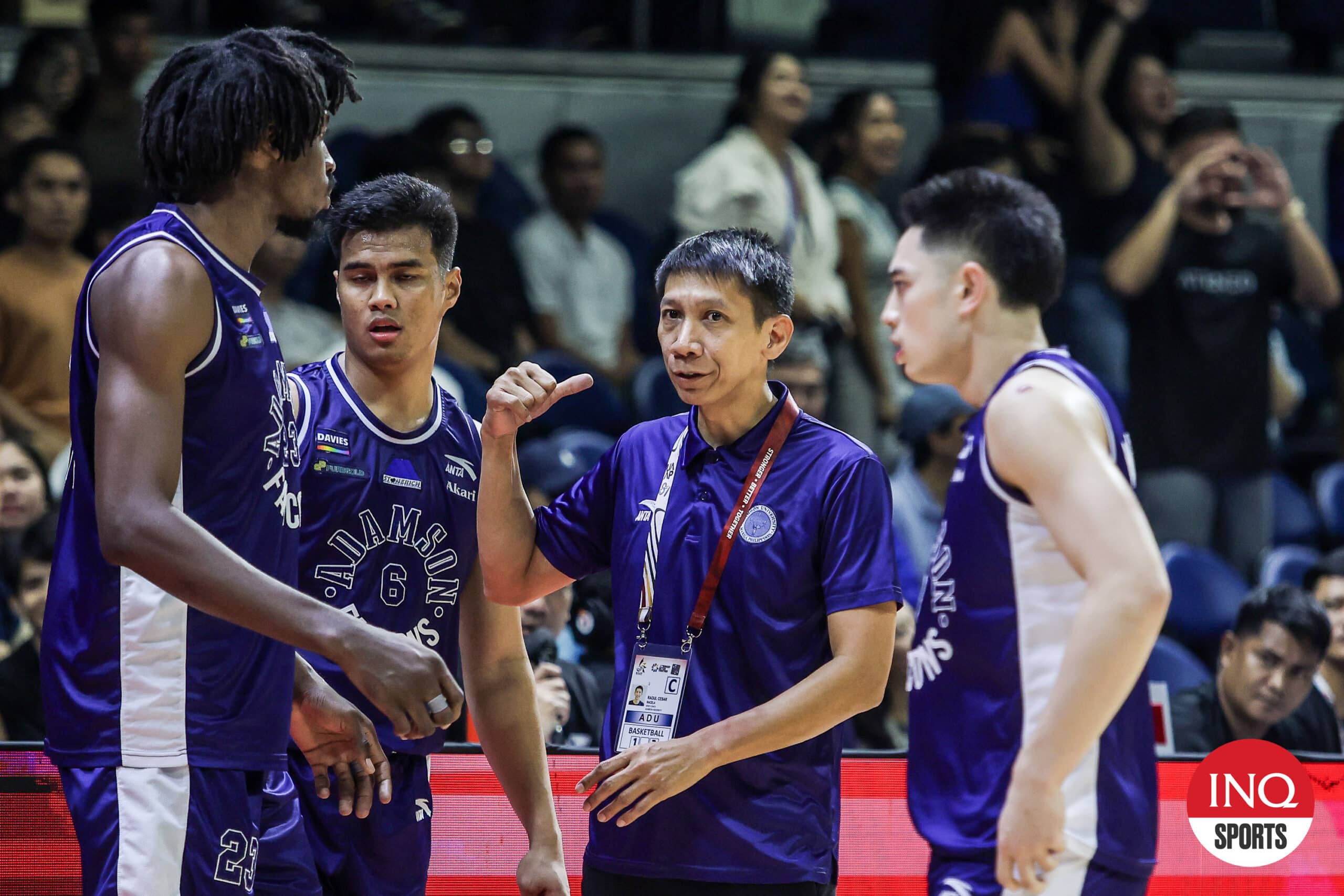 Adamson Falcons' coach Nash Racela during a UAAP Season 87 men's basketball game. 