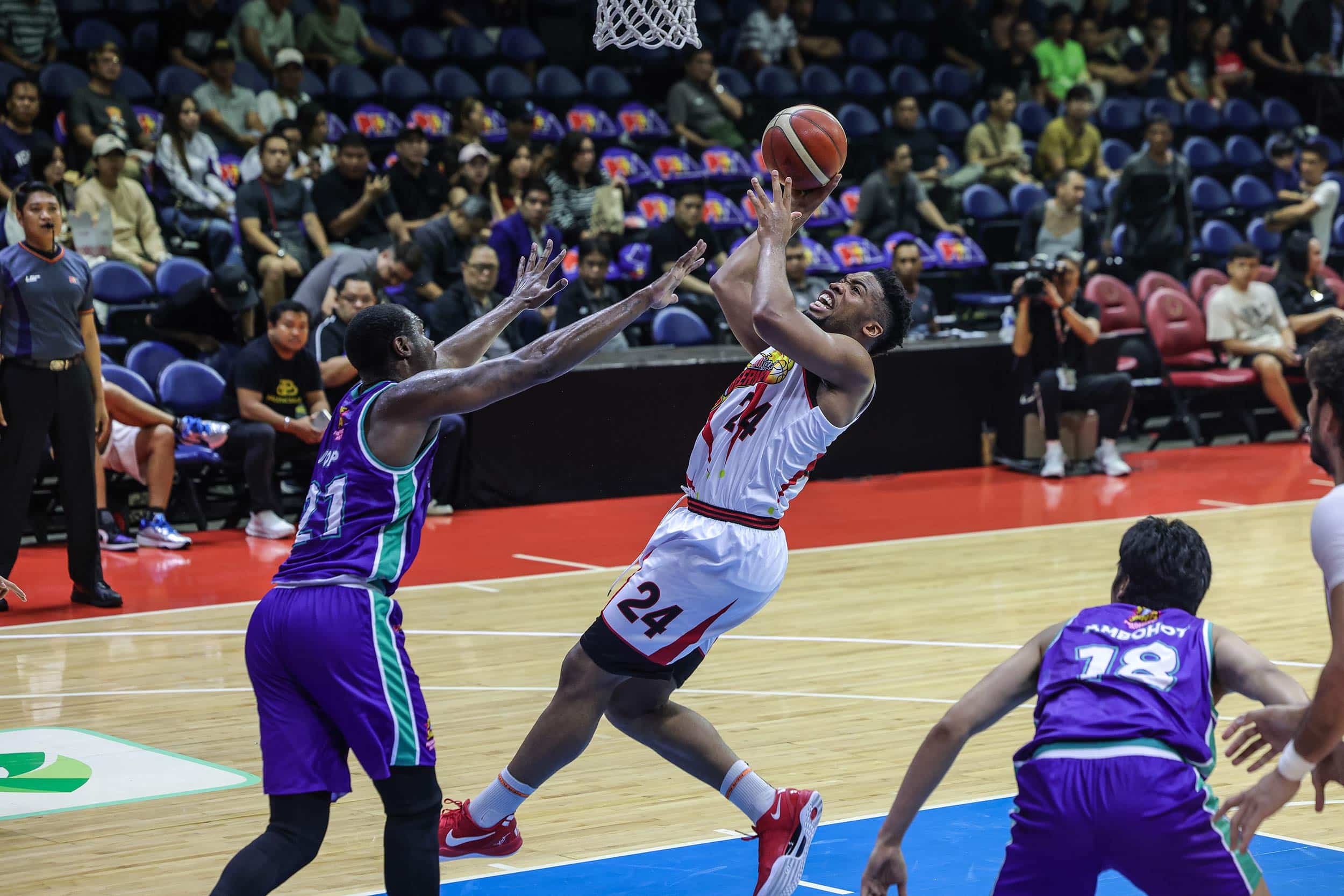 San Miguel Beermen import EJ Anosike during the PBA Governors' Cup quarterfinals Game 2 against Converge FiberXers