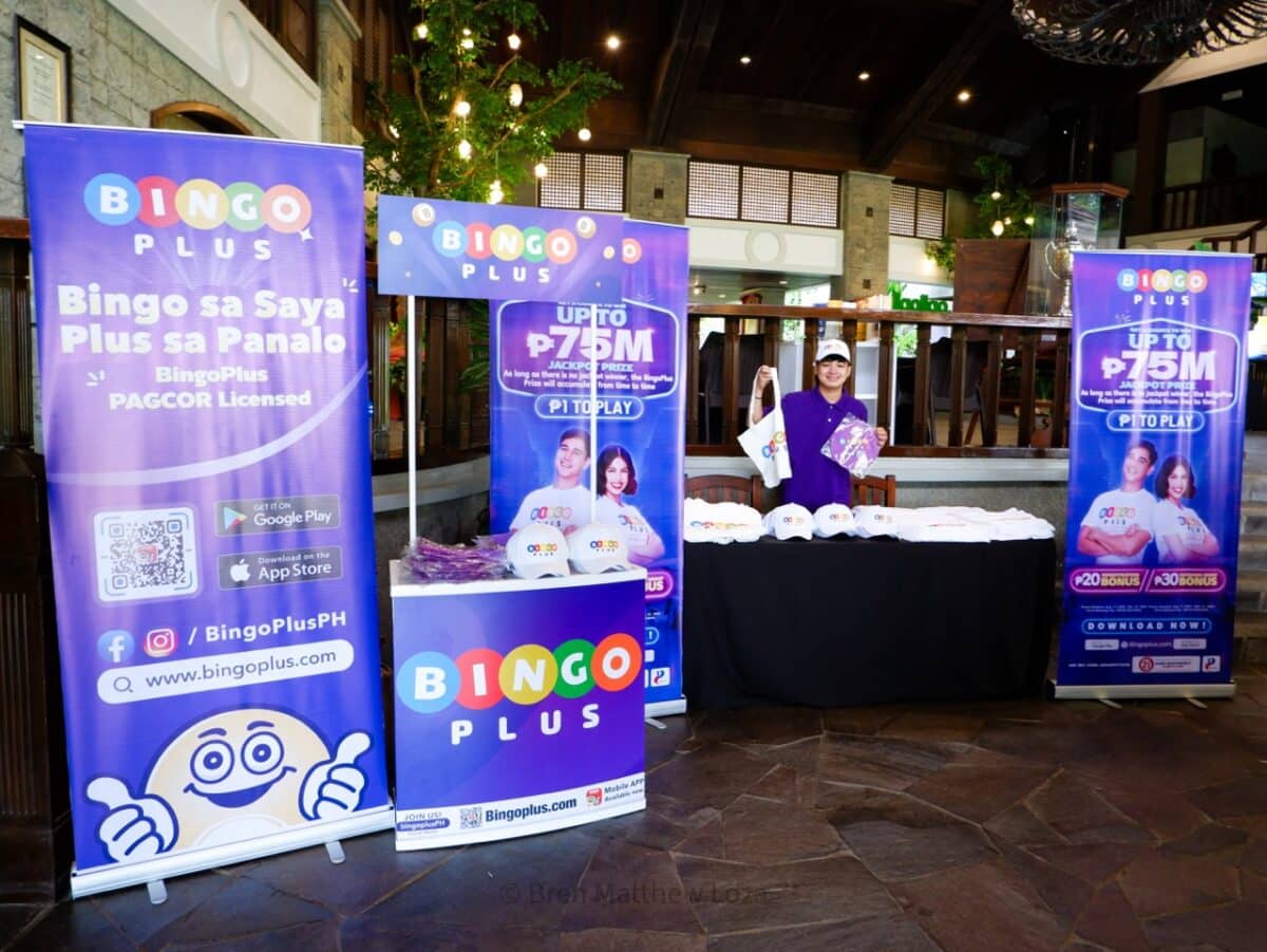 An iconic BingoPlus booth with various brand merchandise for event-goers to bring home.