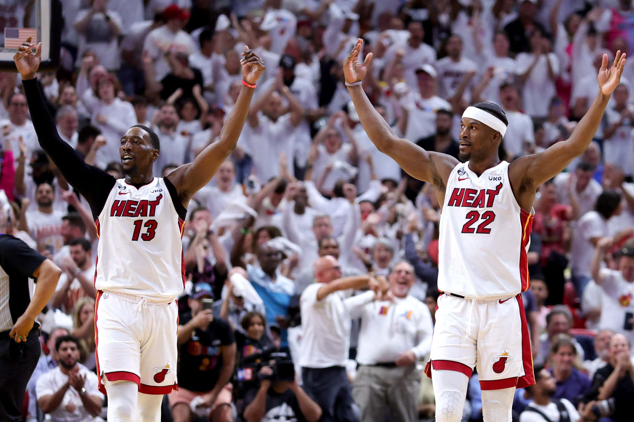 Jimmy Butler #22 and Bam Adebayo NBA Miami Heat