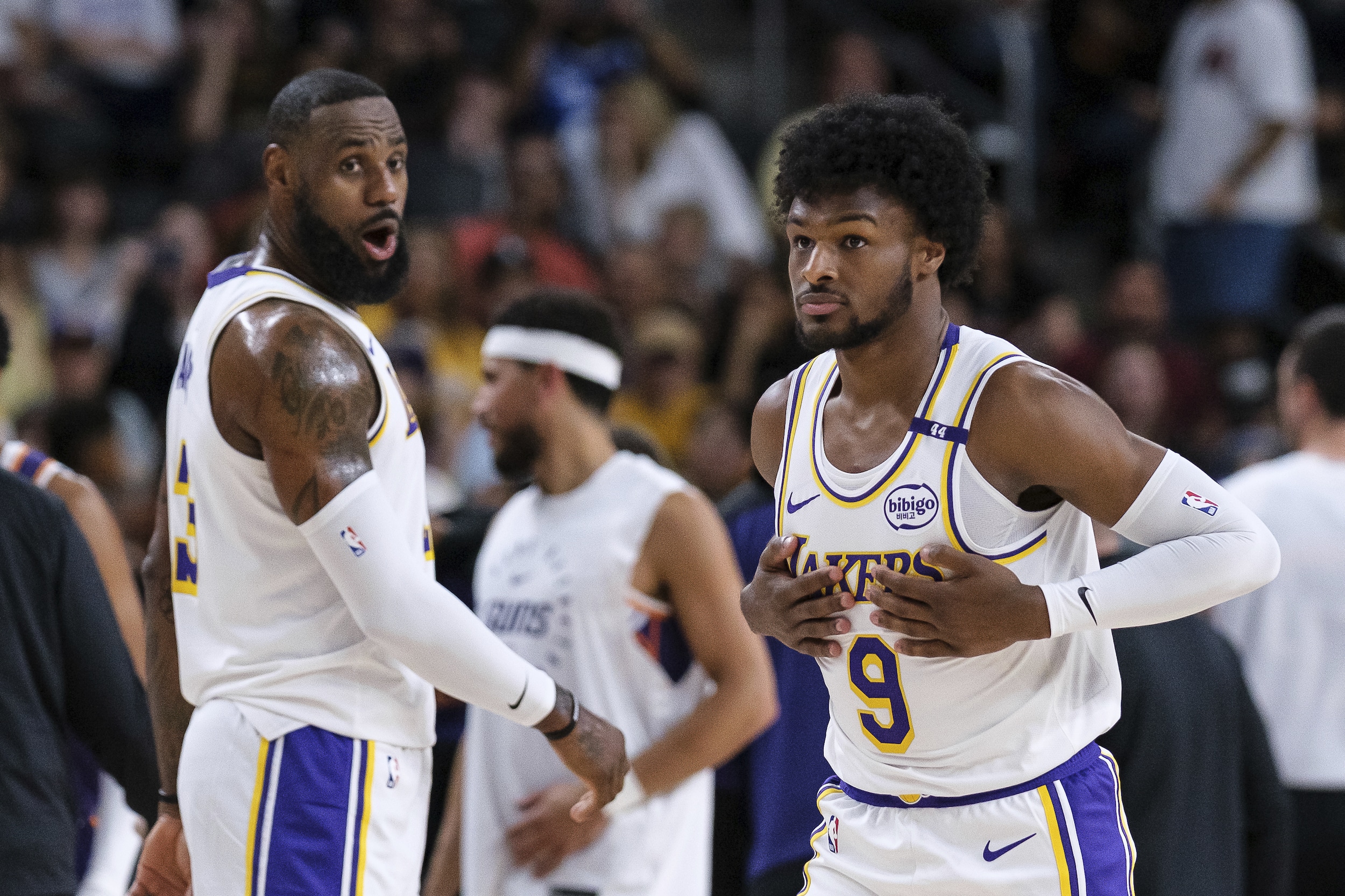 NBA: LeBron, Bronny James play together for first time for Lakers