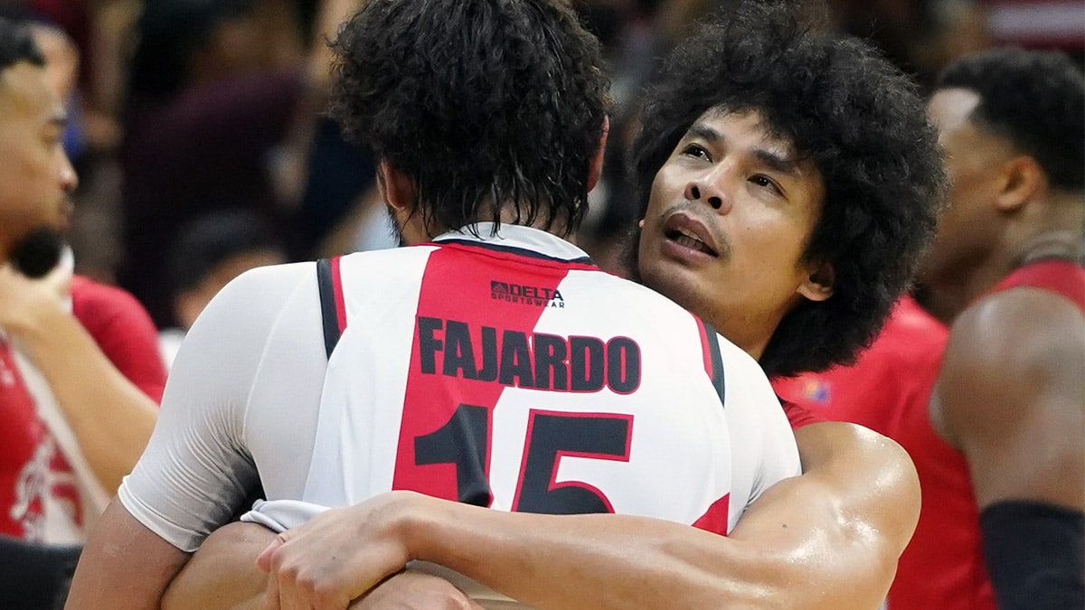 June Mar Fajardo is consoled by Japeth Aguilar. —AUGUST DELA CRUZ