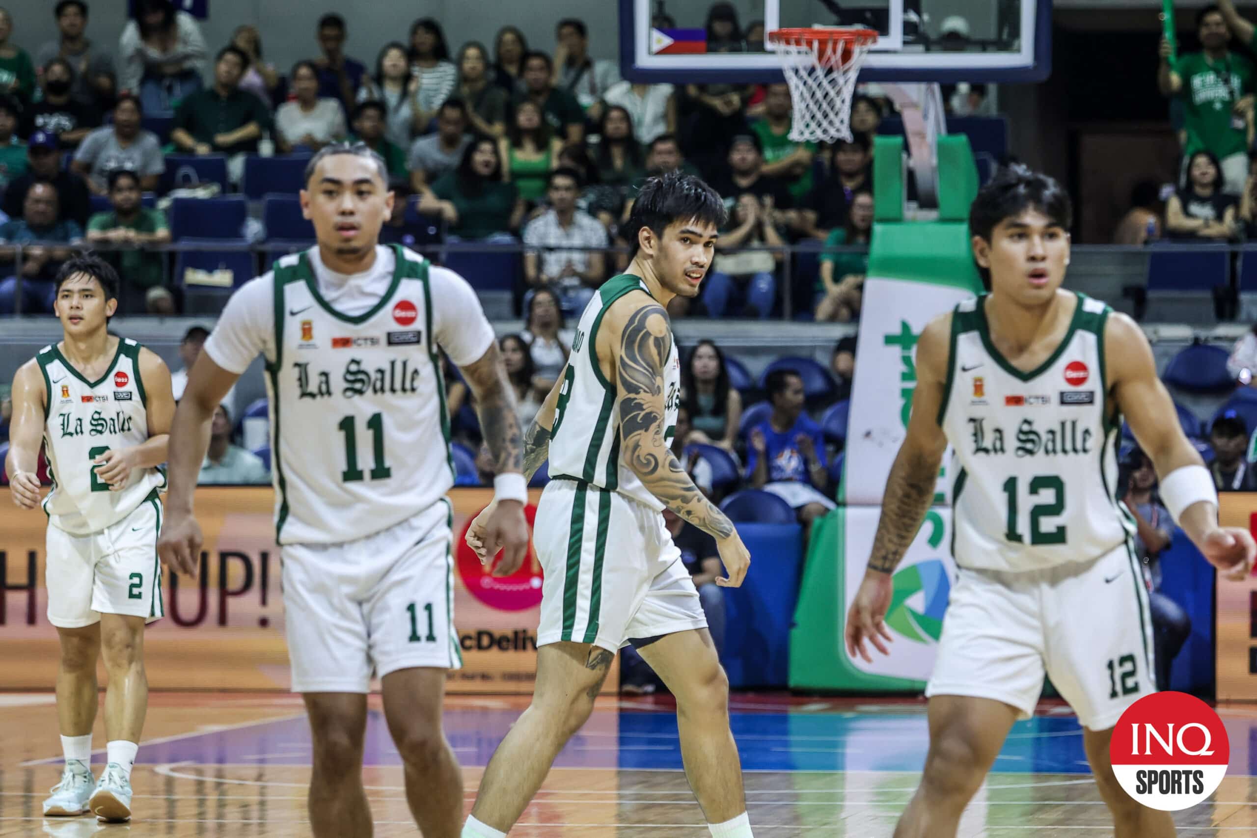 La Salle Green Archers during a UAAP Season 87 men's basketball game.