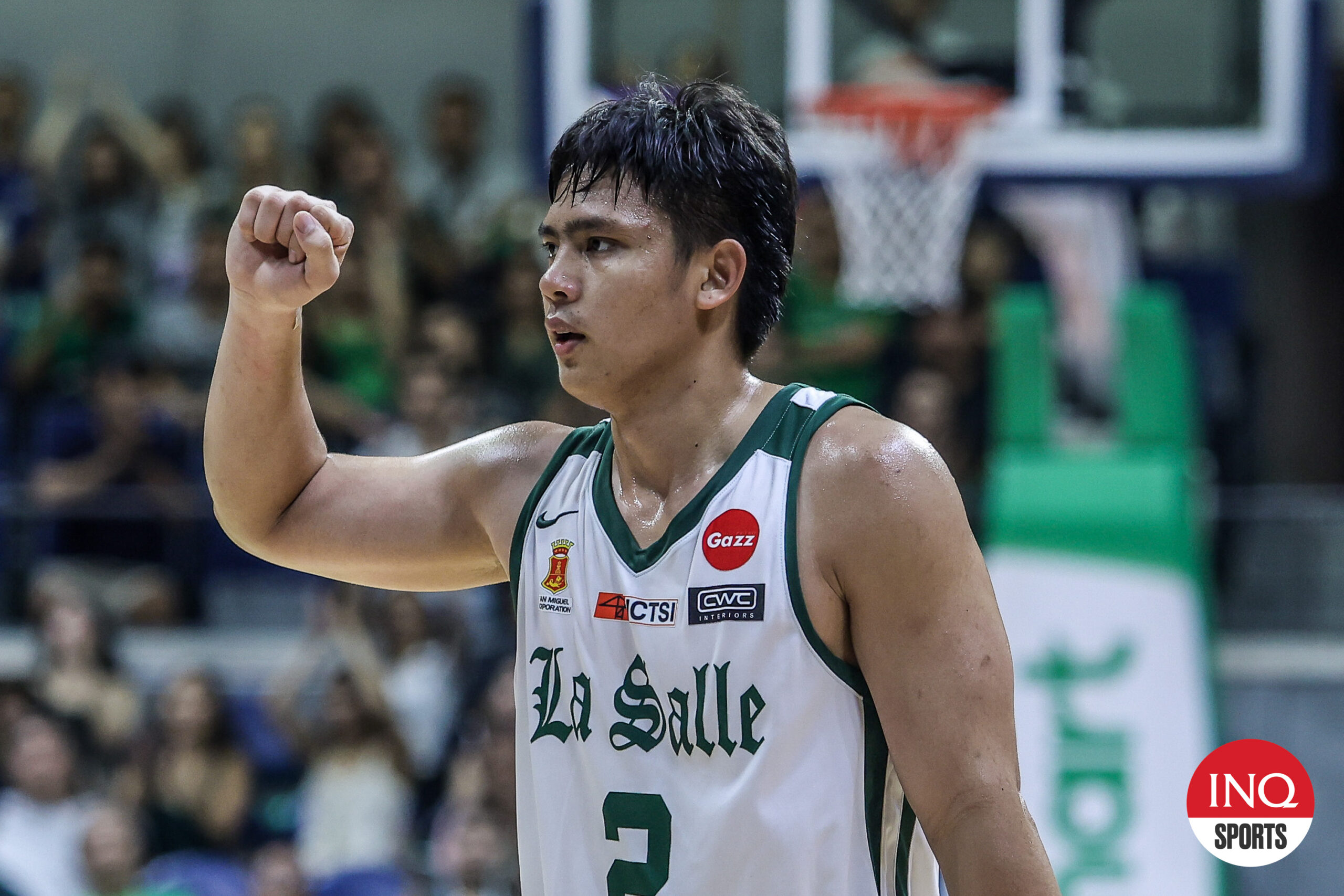 Vhoris Marasigan van La Salle Green Archers tijdens een basketbalwedstrijd voor heren van UAAP seizoen 87