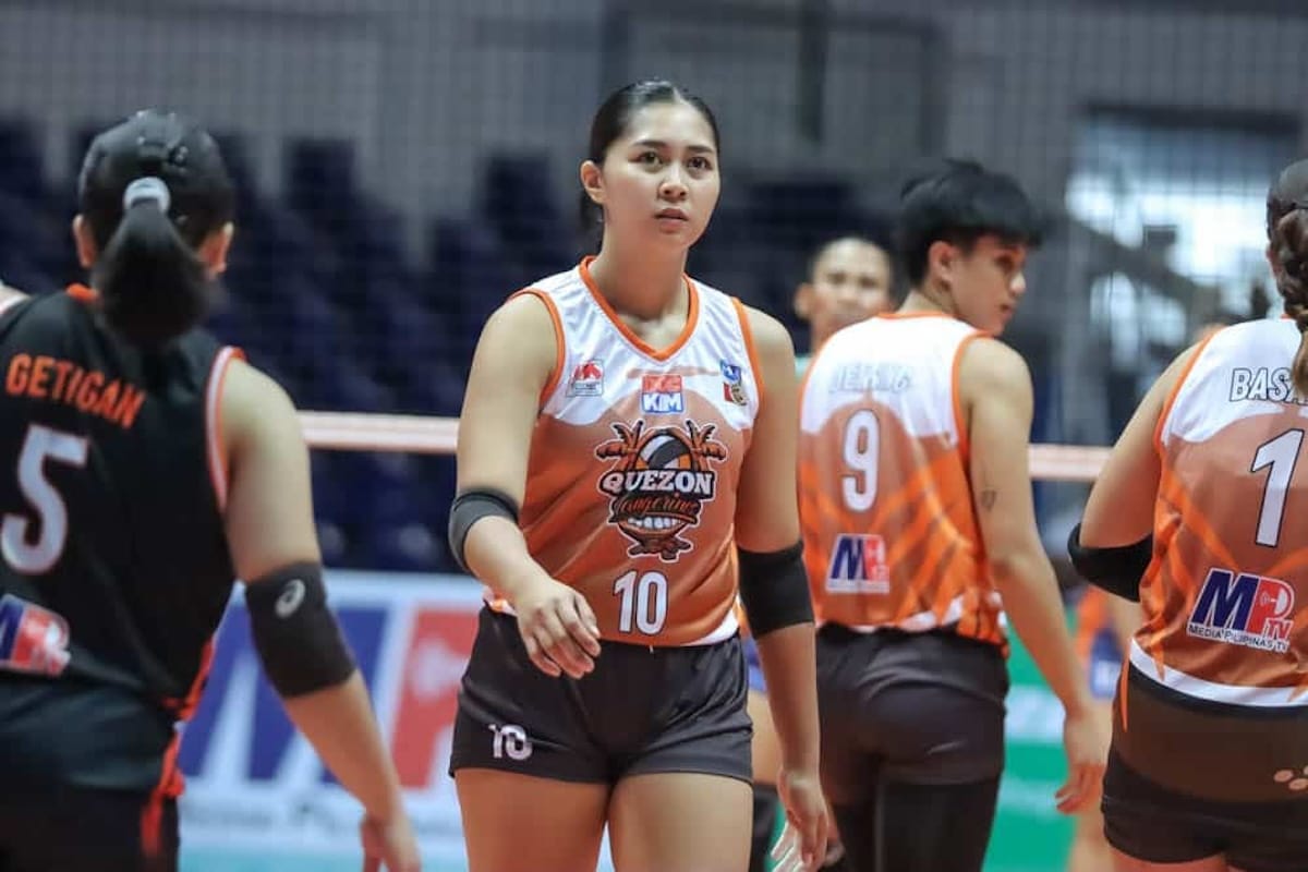 Quezon's Myka Go tijdens een wedstrijd van seizoen 1 van de Philippine Volleyball Association (MPVA).