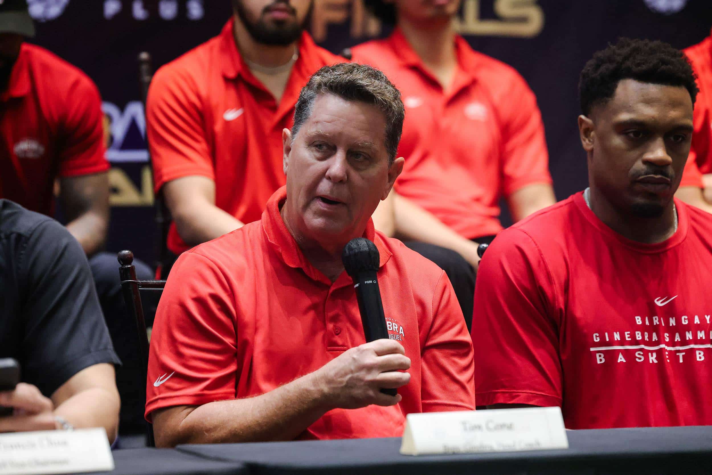 Coach Tim Cone during the pre-finals press conference between TNT Tropang Giga and Barangay Ginebra Gin Kings. 