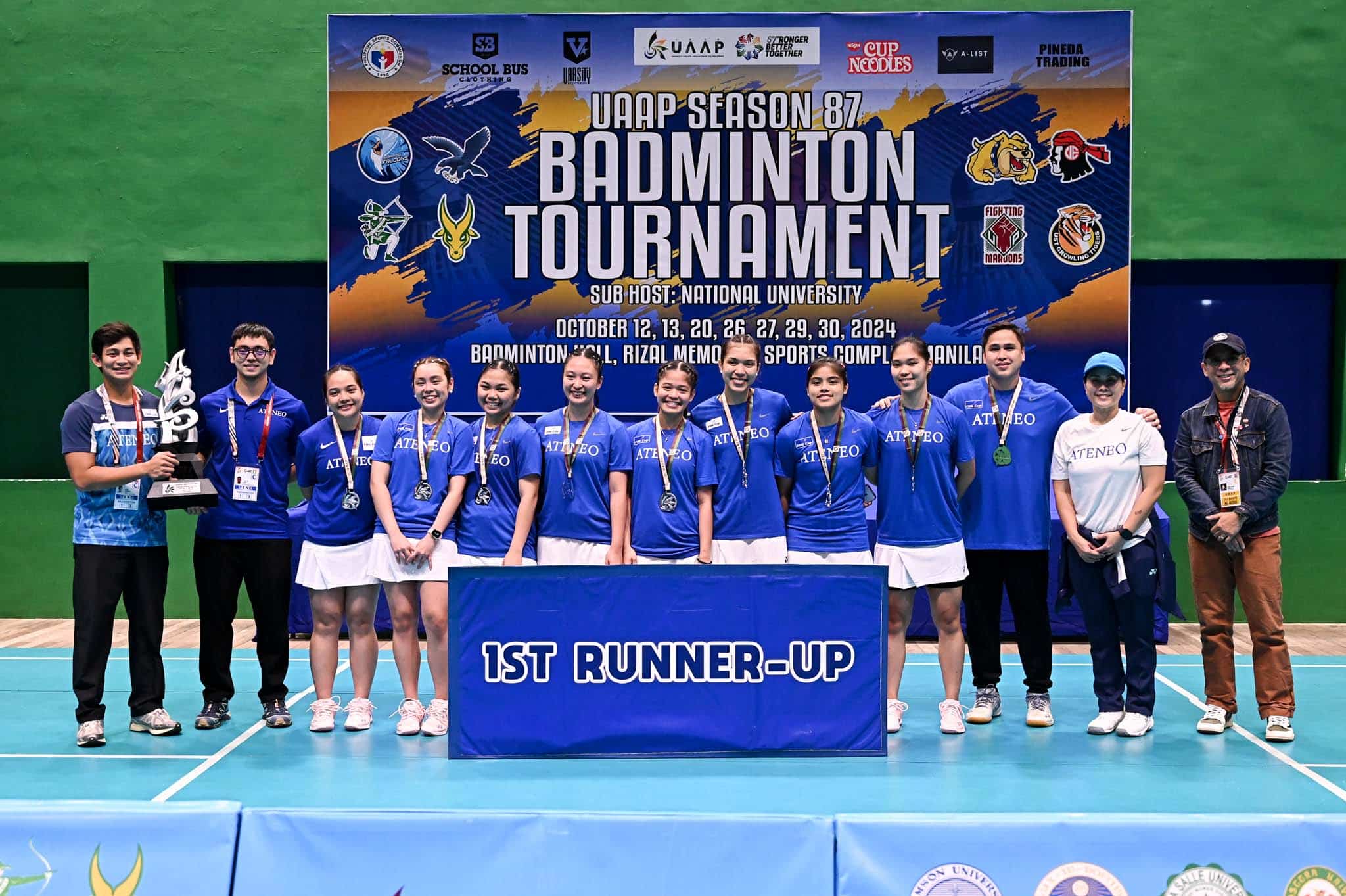 Ateneo Blue Eagles mengamankan posisi kedua Kejuaraan Bulu Tangkis Wanita UAAP Musim 87.